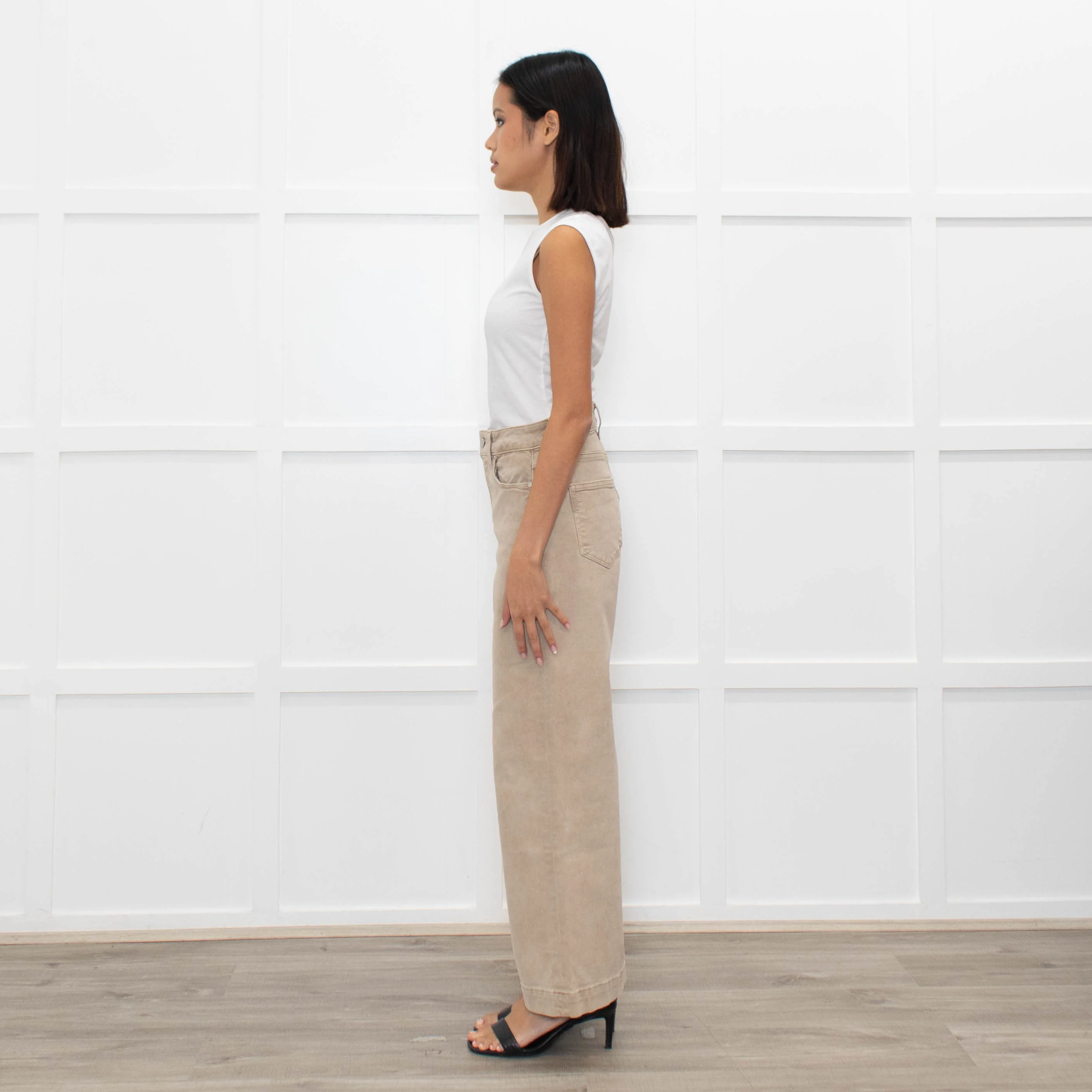 Paige Anessa Beige Flared Trousers - Image 6