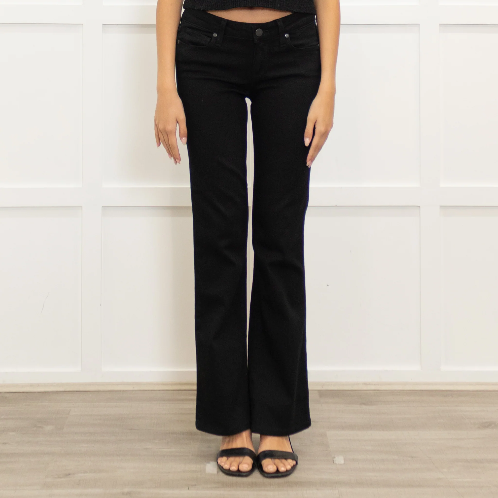 Paige Black Stretch Bootleg Jeans - Image 2