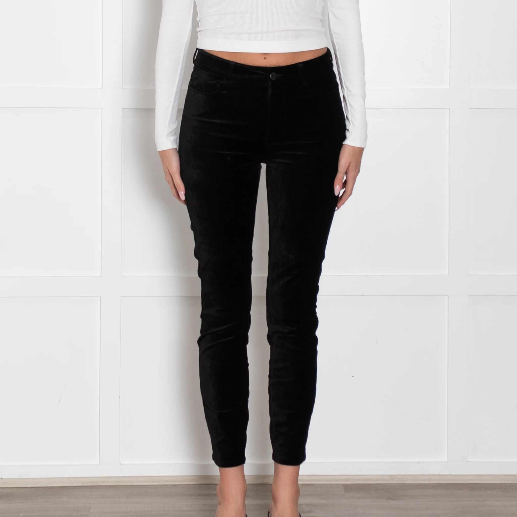 Paige Black Velvet Hoxton Trousers - Image 2