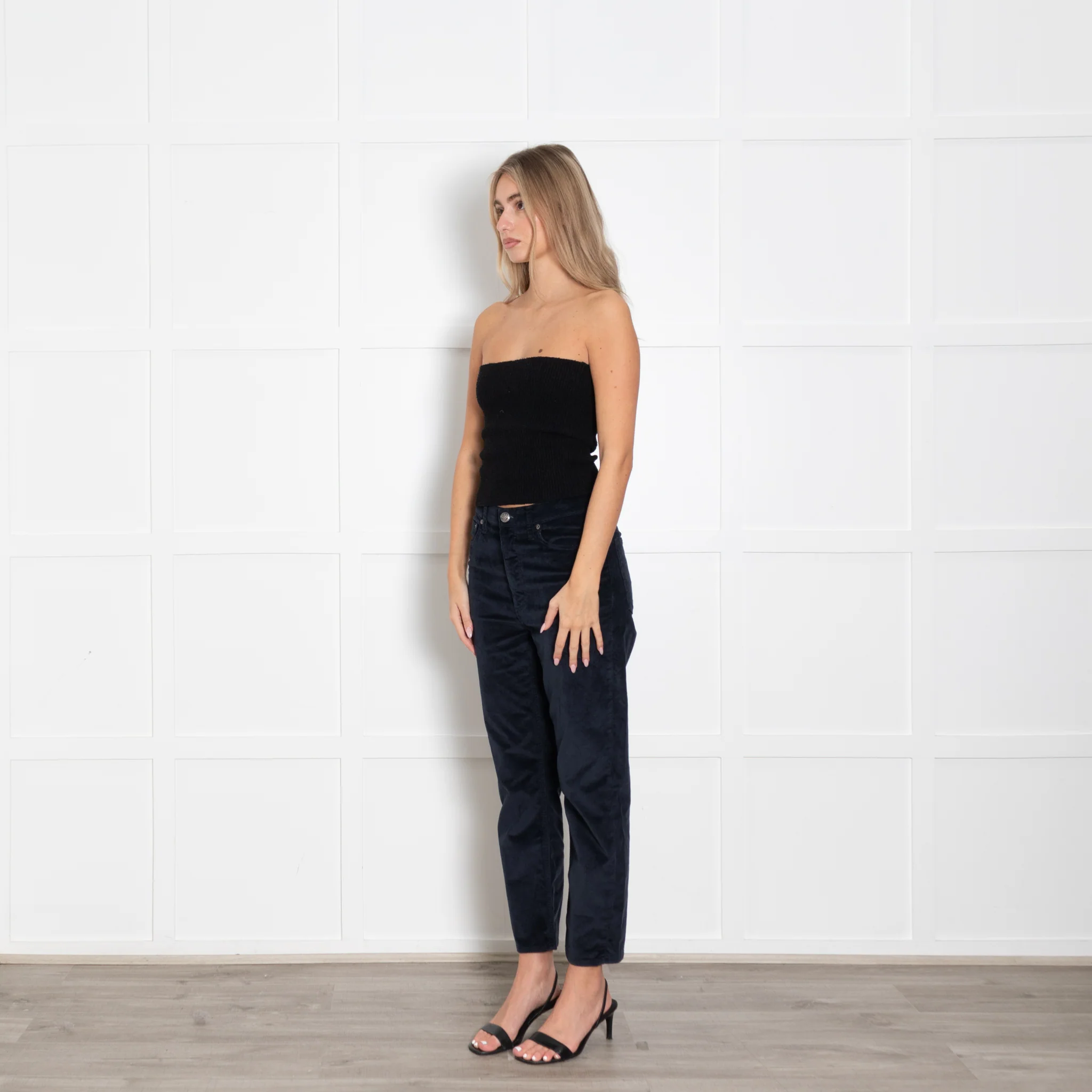Paige Blue Velvet Split Ankle Jeans - Image 3