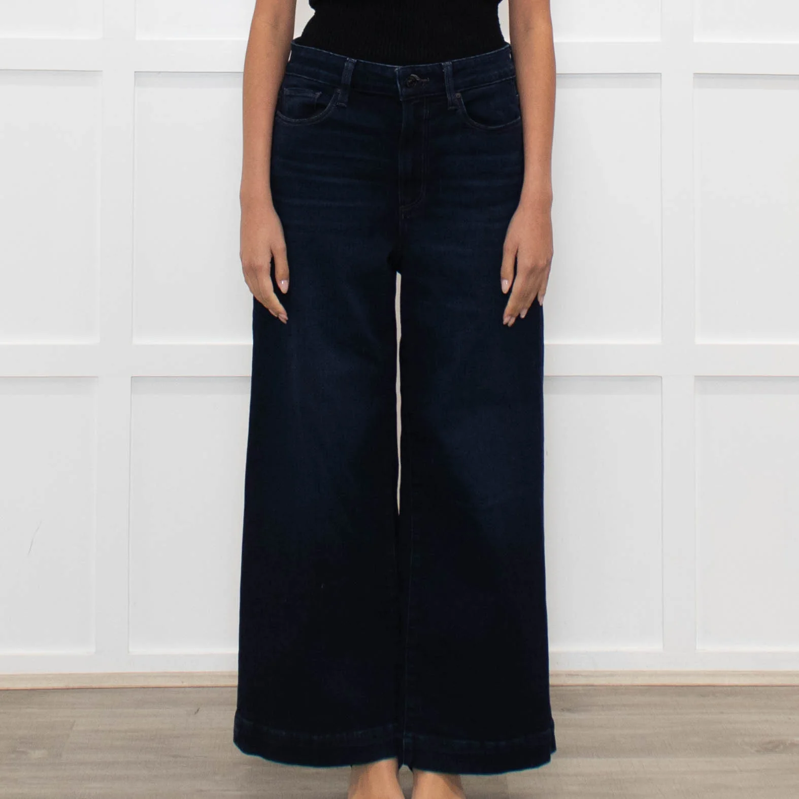 Paige Blue Wide Leg Denim Trousers - Image 2