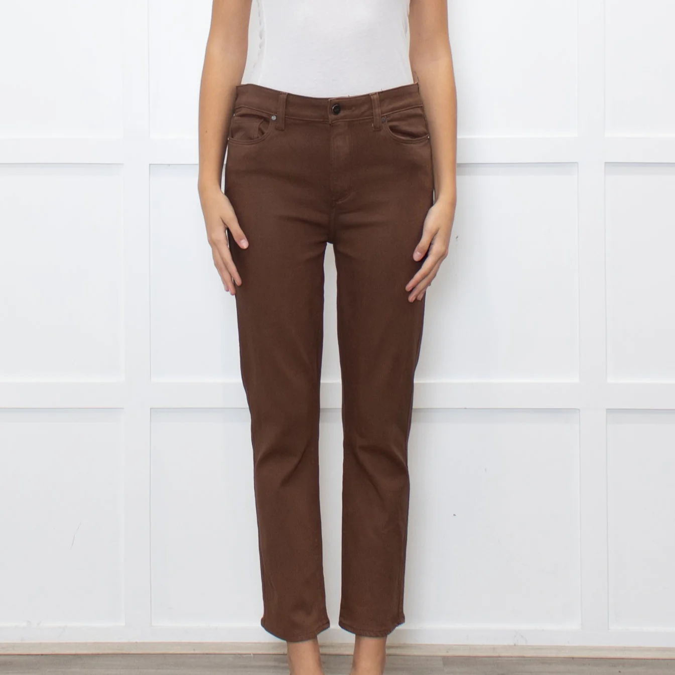 Paige Brown Coated Straight Leg Jeans - Image 2