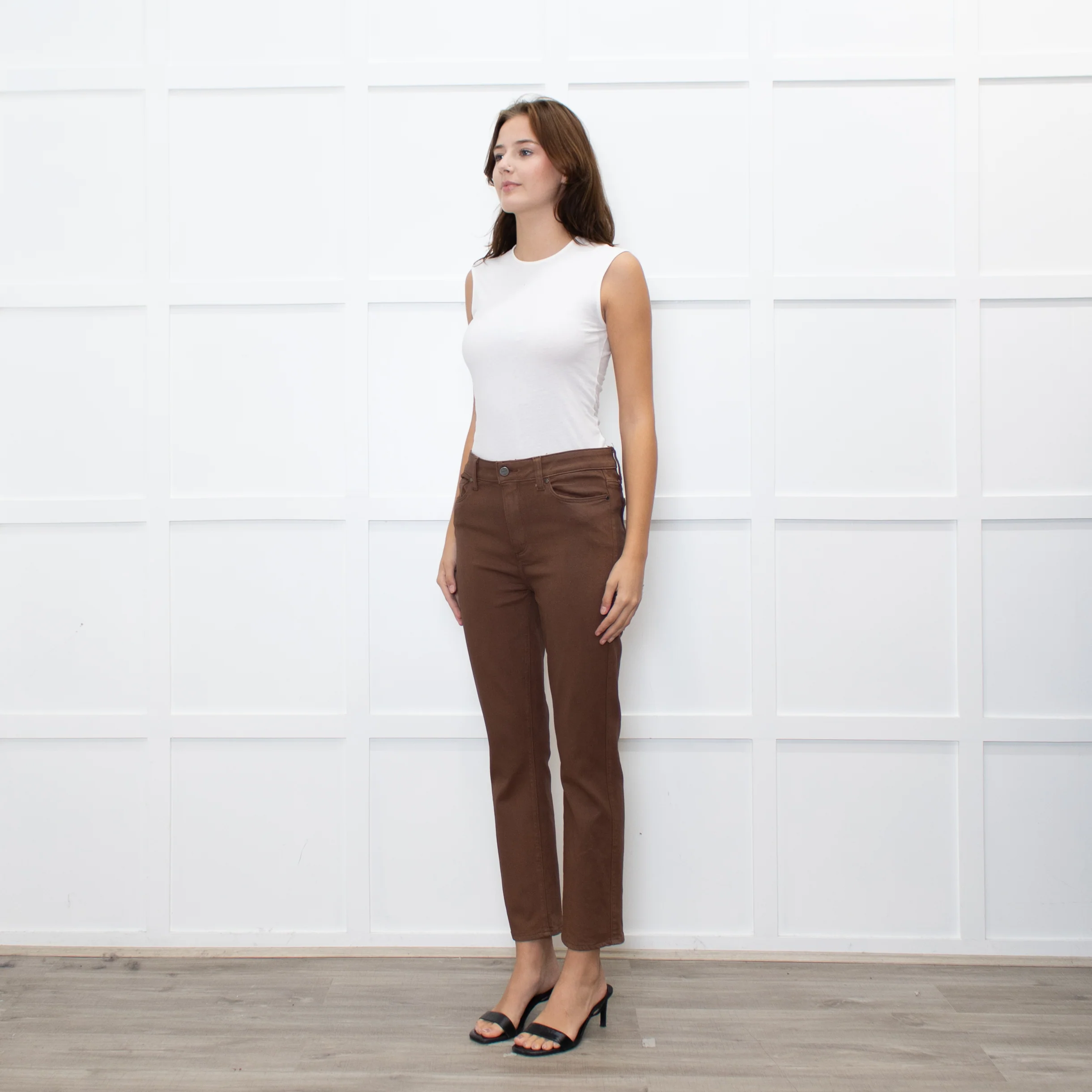 Paige Brown Coated Straight Leg Jeans - Image 3