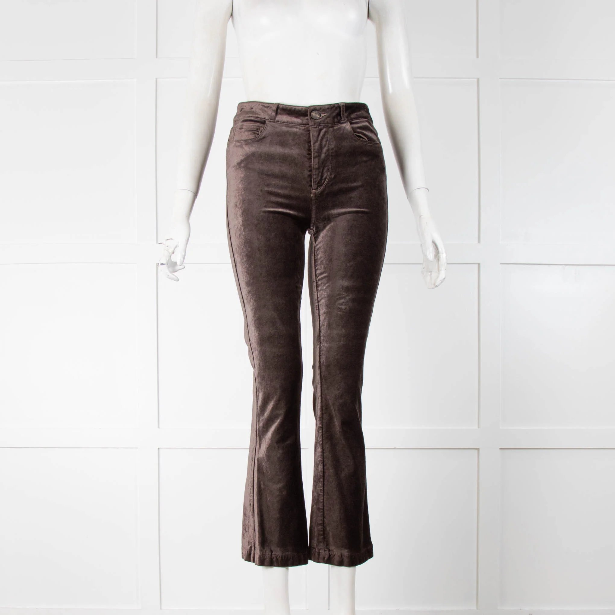 Paige Brown Colette Crop Flare Velvet Trousers