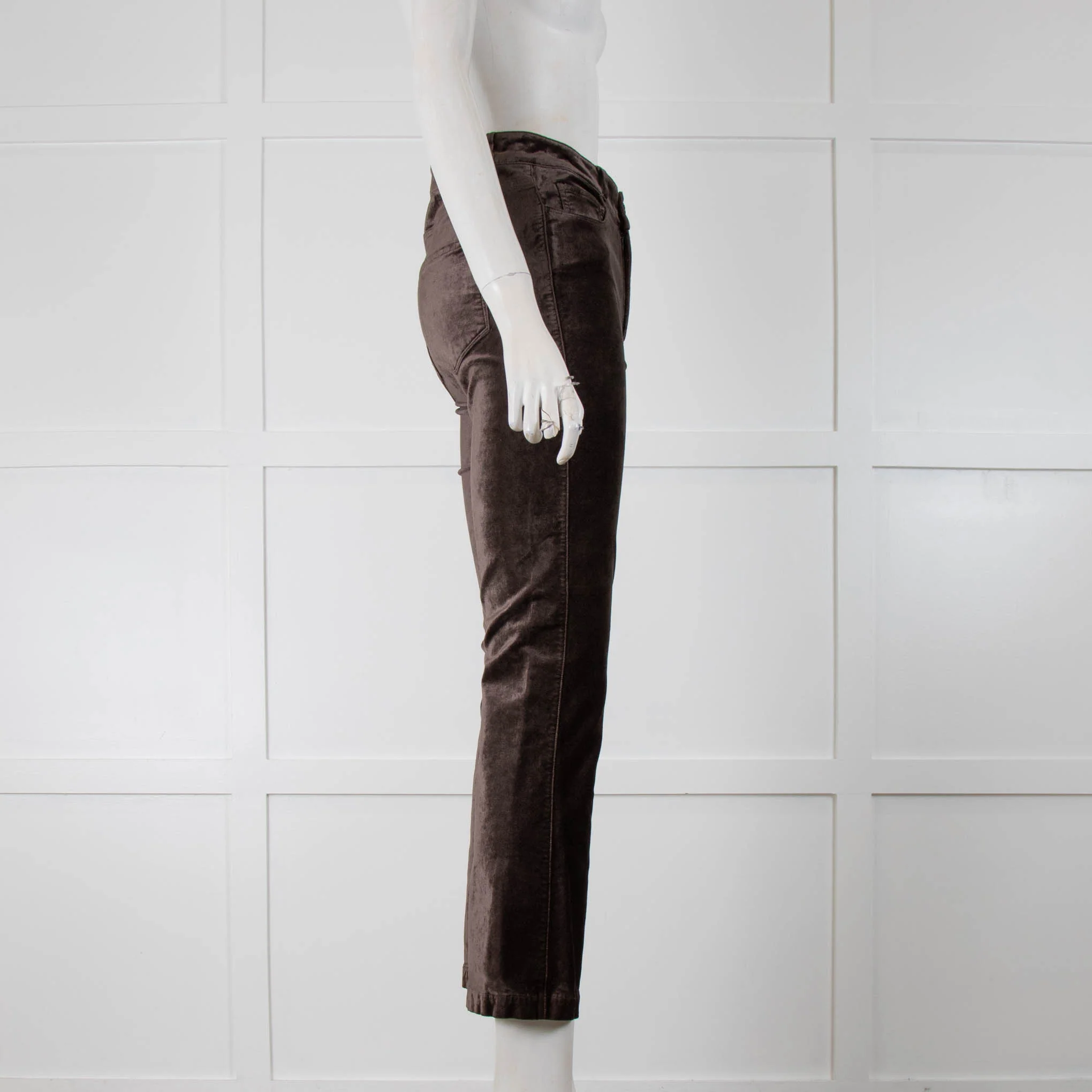 Paige Brown Colette Crop Flare Velvet Trousers - Image 2