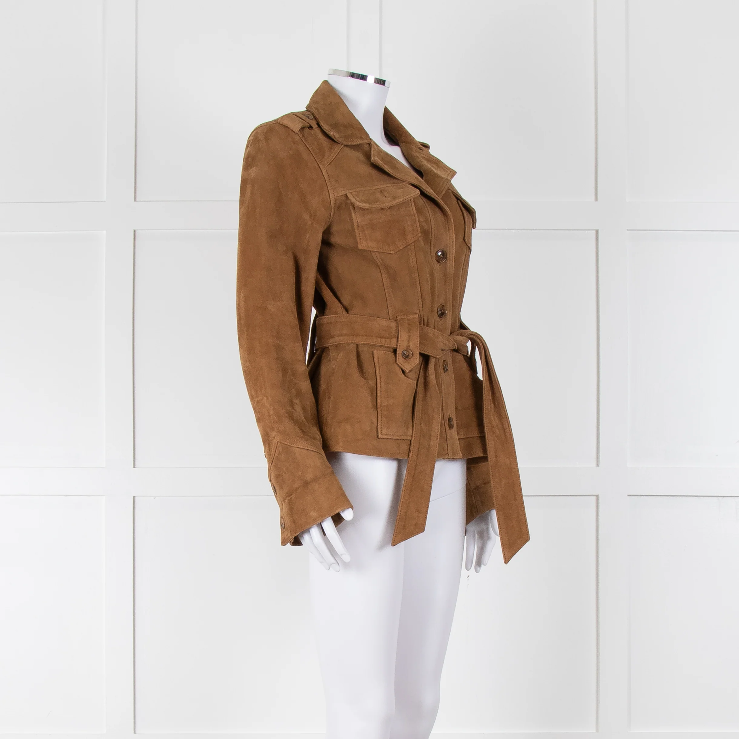 Paige Camel Suede Safari Jacket with Belted Waist - Image 2
