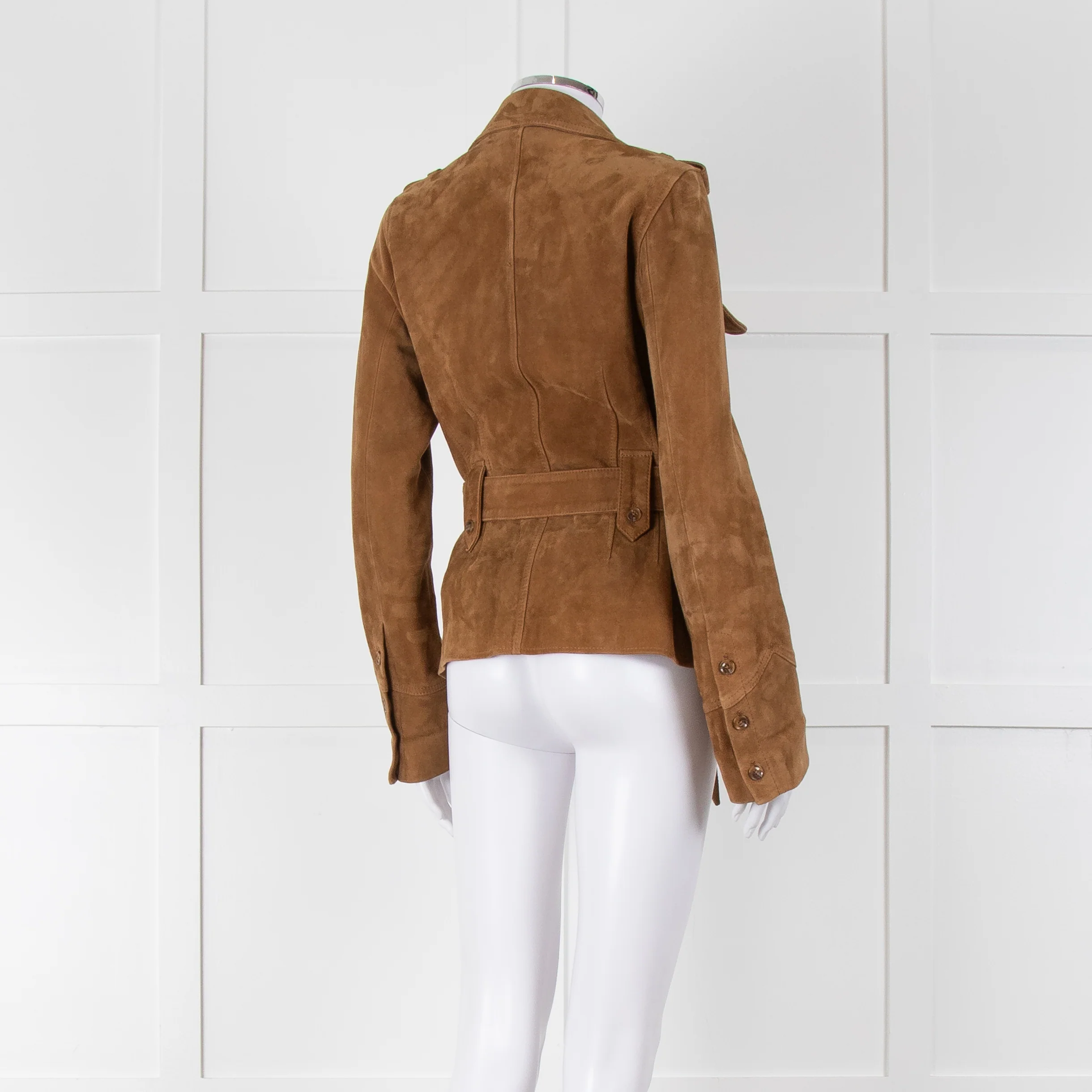 Paige Camel Suede Safari Jacket with Belted Waist - Image 4