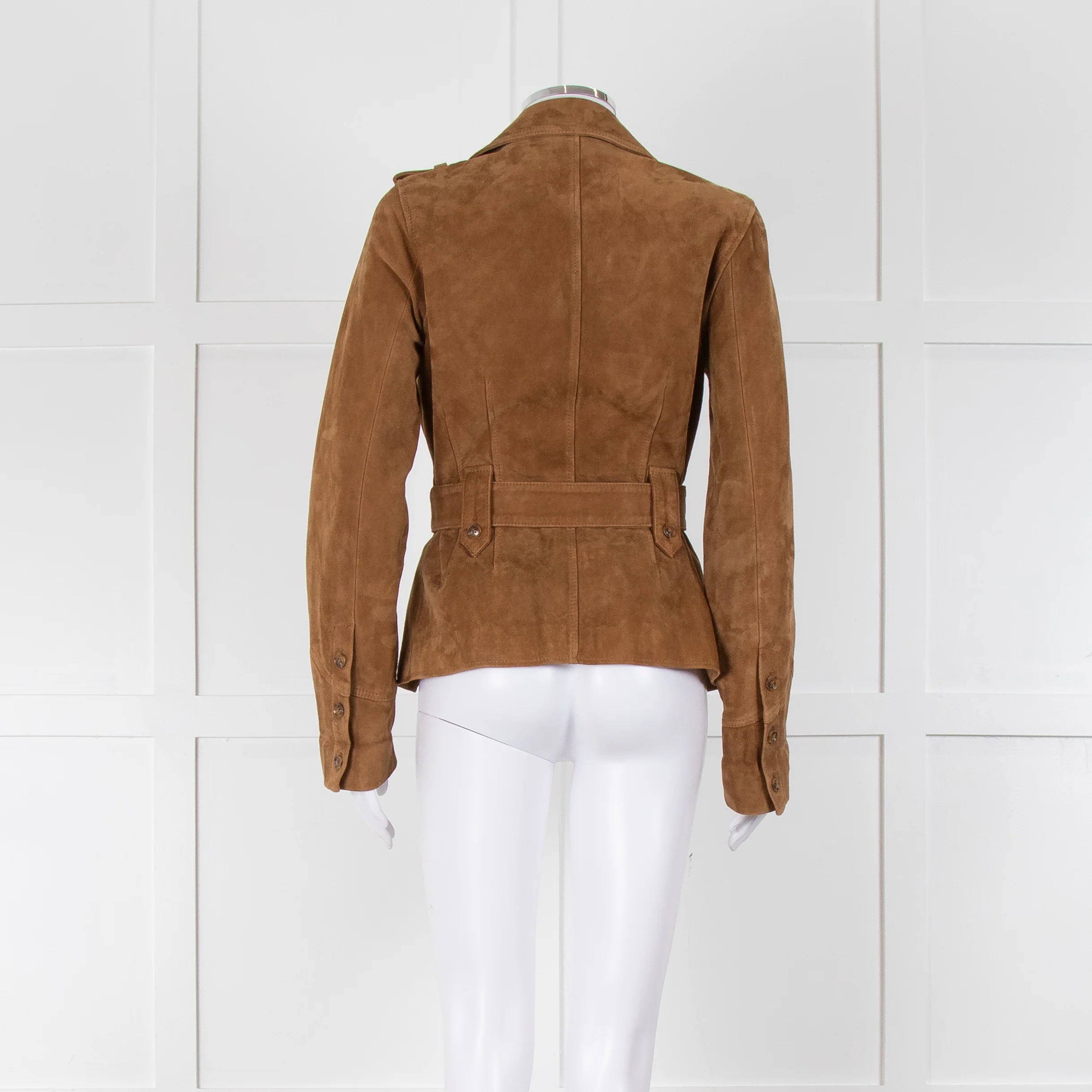 Paige Camel Suede Safari Jacket with Belted Waist - Image 5