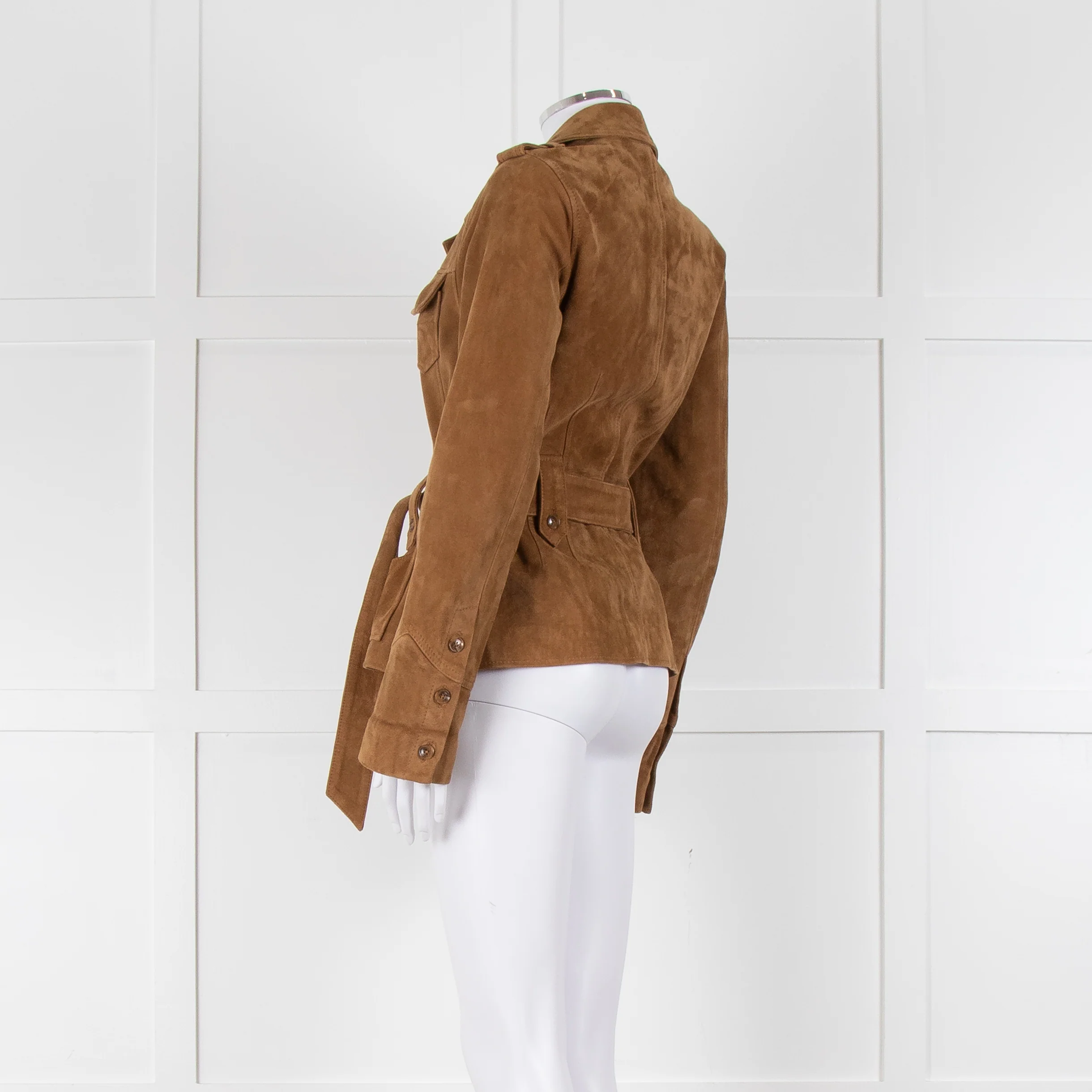 Paige Camel Suede Safari Jacket with Belted Waist - Image 6