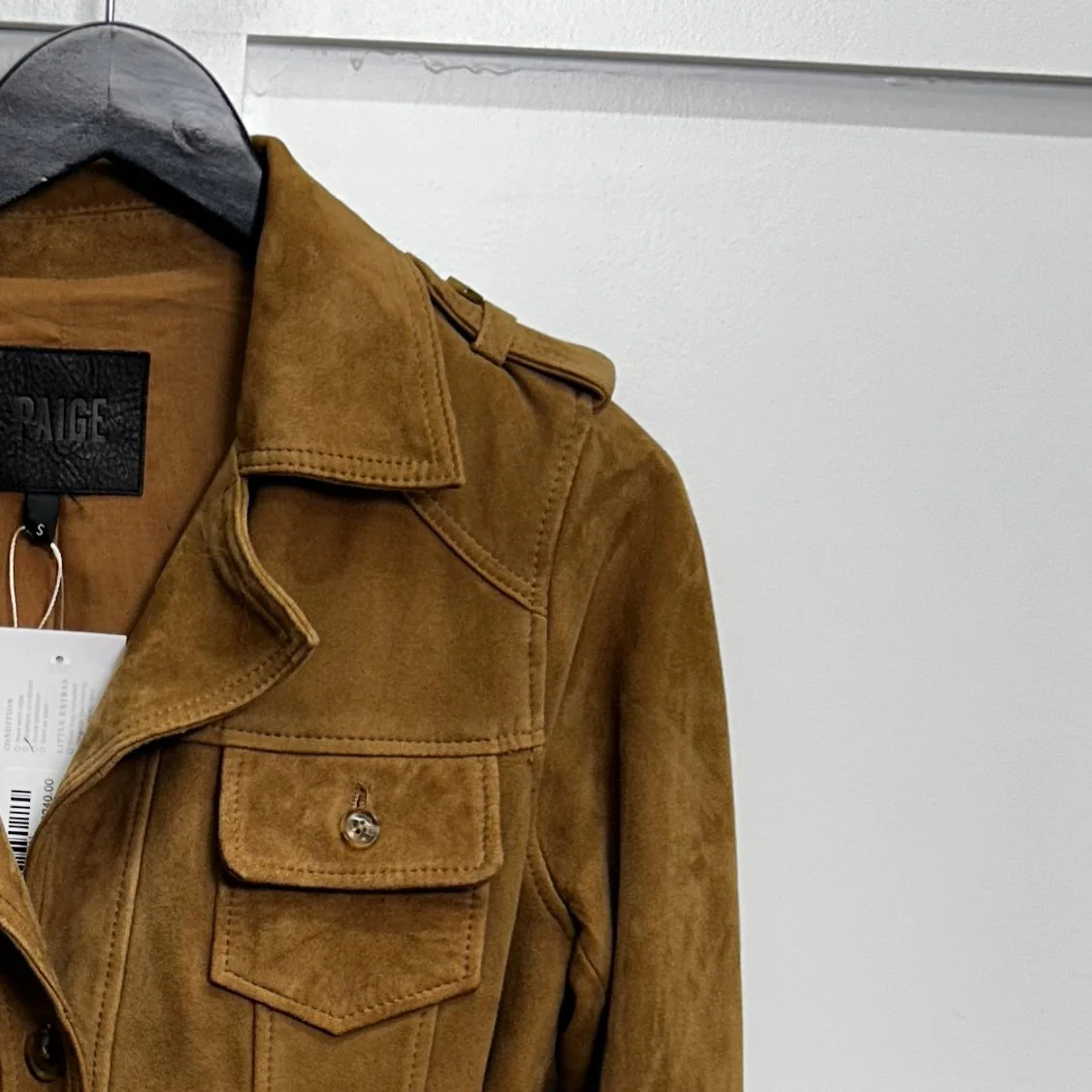 Paige Camel Suede Safari Jacket with Belted Waist - Image 9