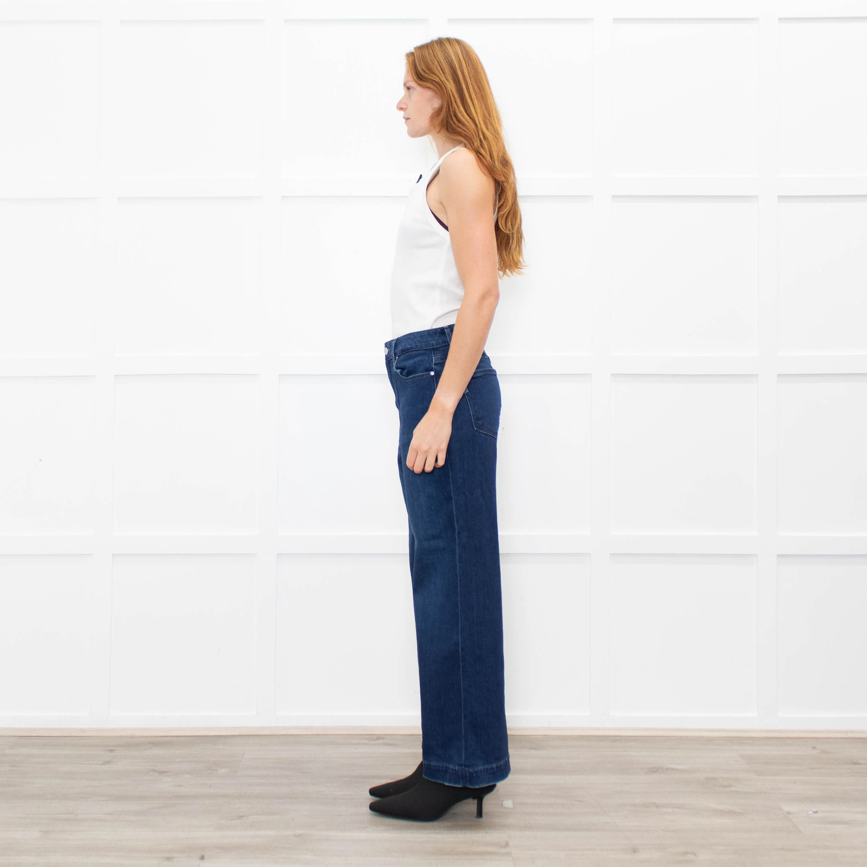 Paige Dark Blue Anessa Wide Leg Jeans - Image 4