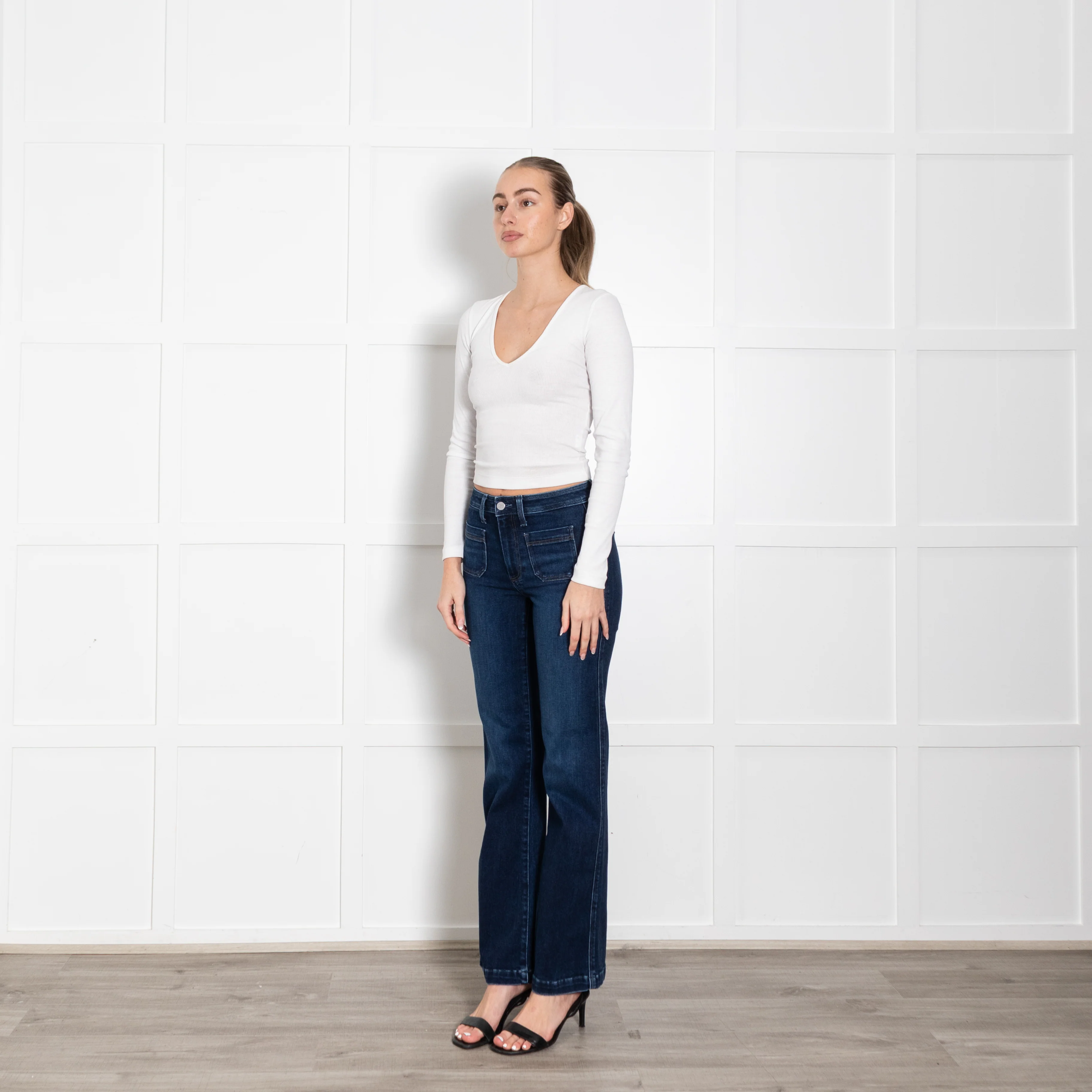 Paige Dark Blue Flared Leenah Jeans - Image 3