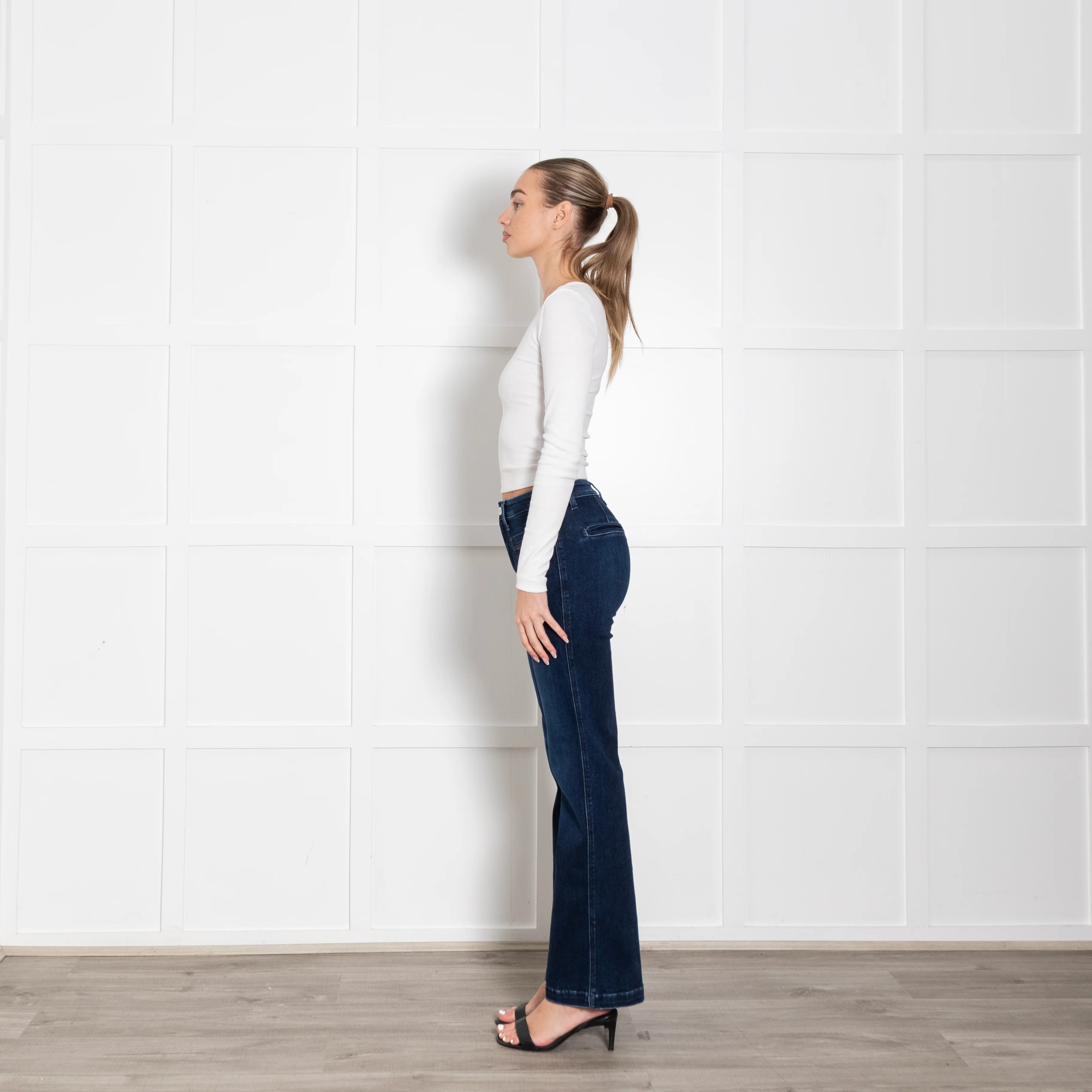 Paige Dark Blue Flared Leenah Jeans - Image 4