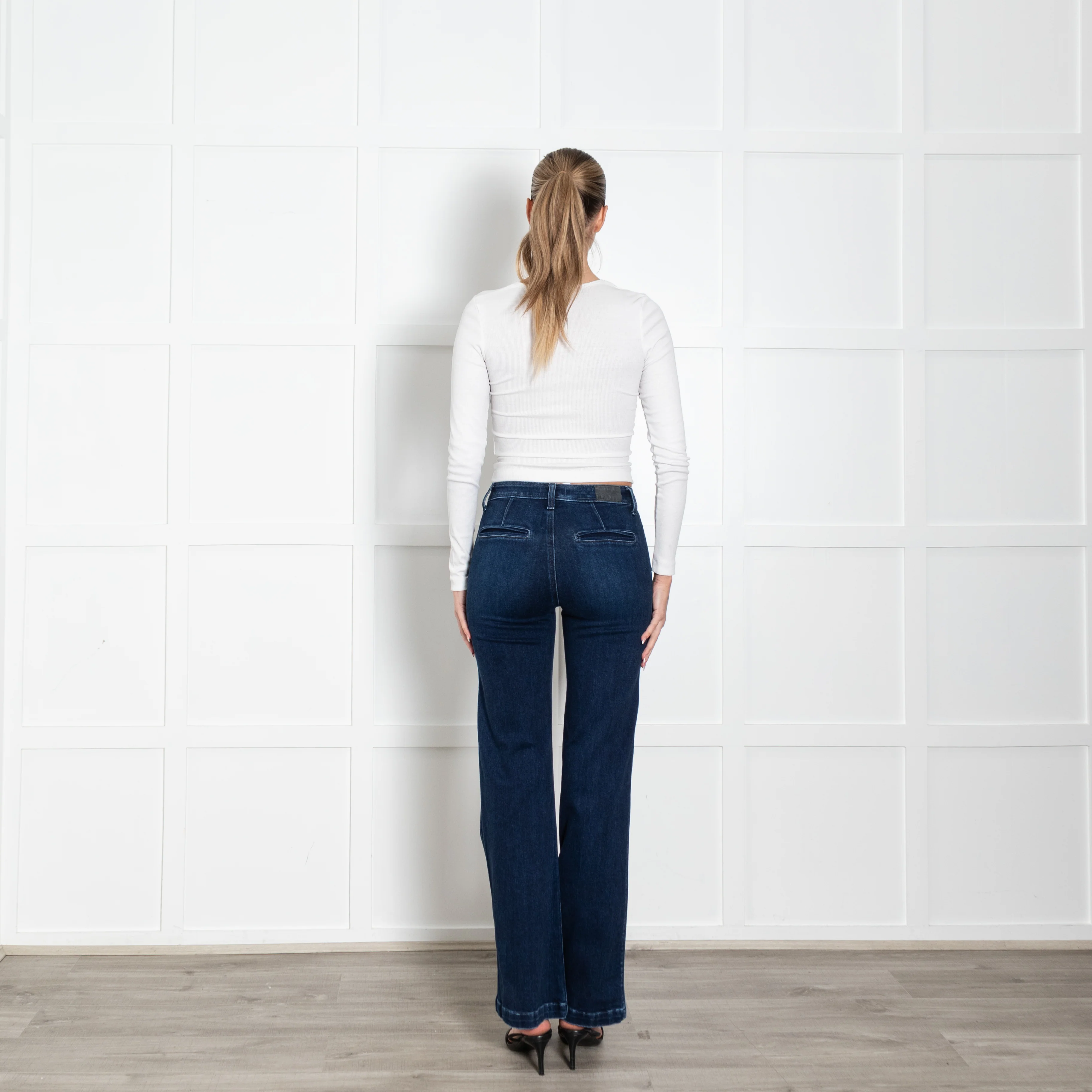 Paige Dark Blue Flared Leenah Jeans - Image 5