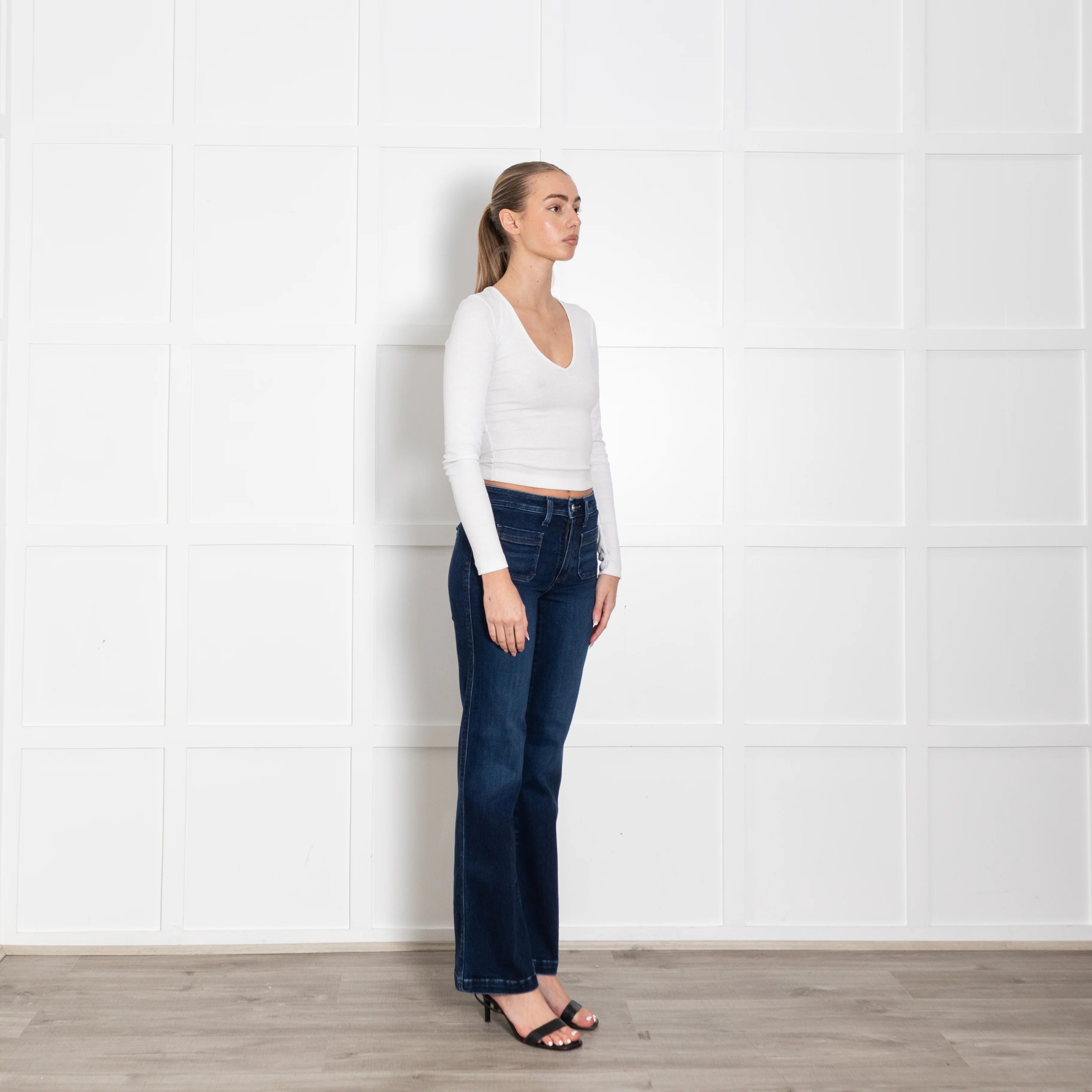 Paige Dark Blue Flared Leenah Jeans - Image 7