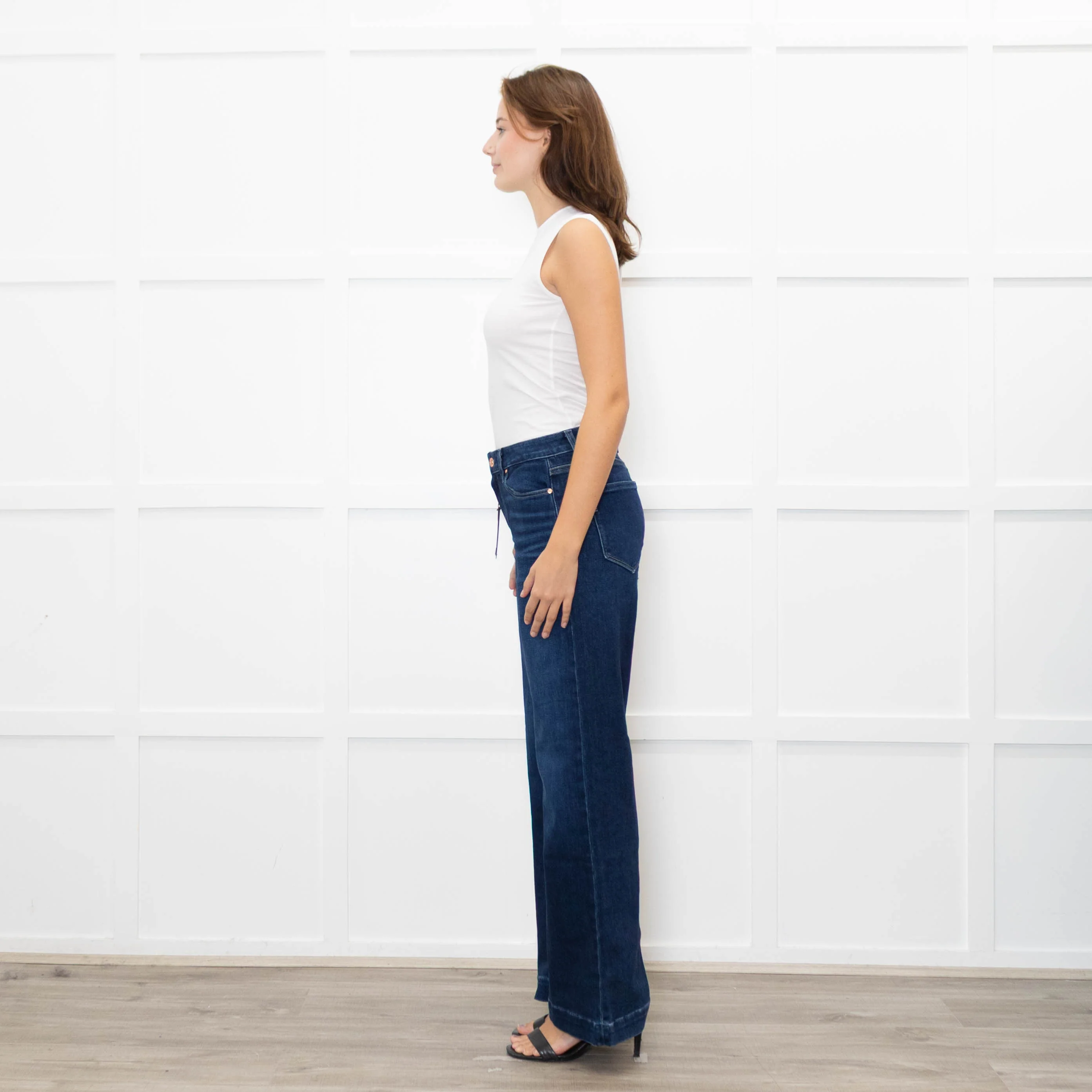 Paige Dark Blue Leenah Wide Leg Jeans - Image 4