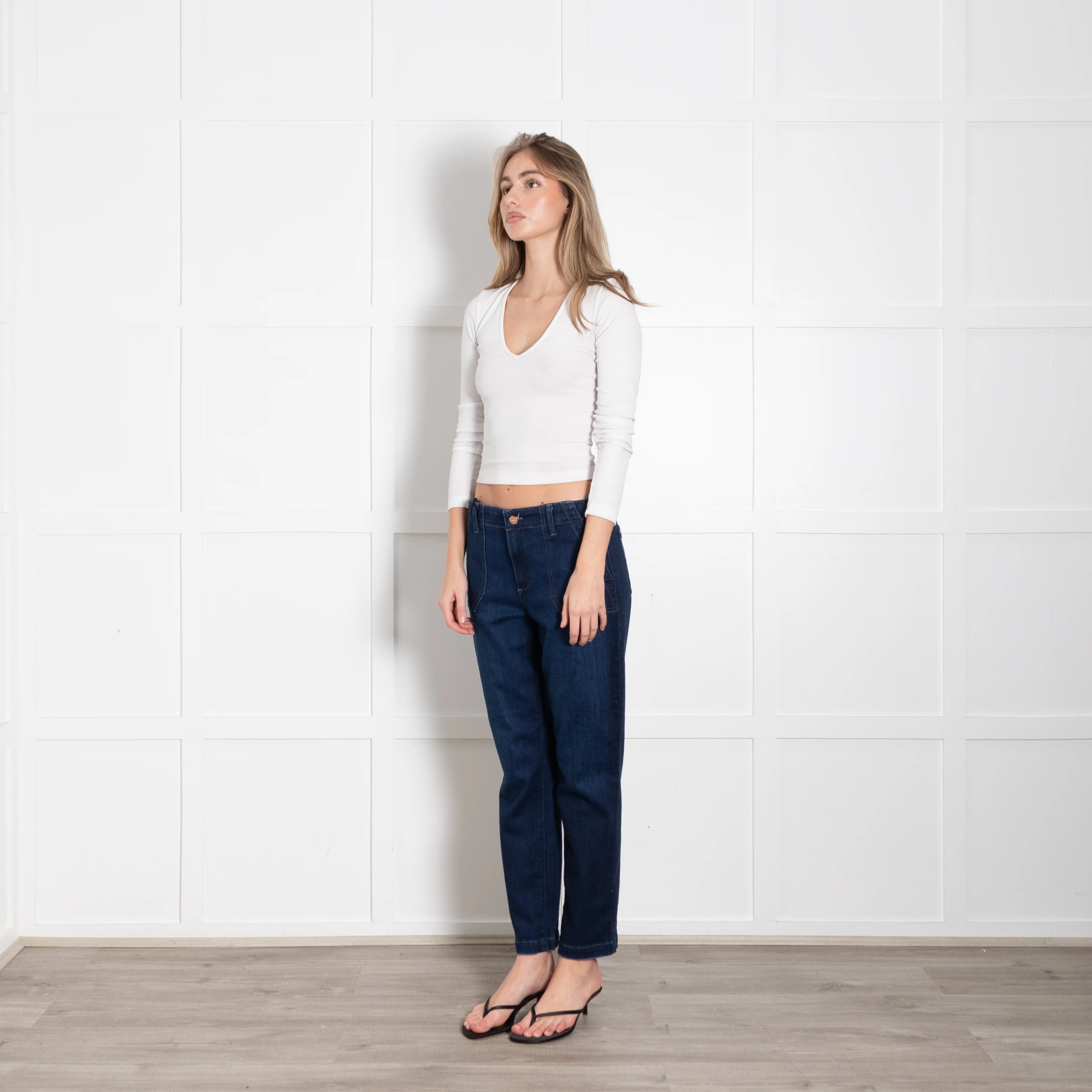 Paige Dark Blue Mayslie Front Pocket Jeans - Image 3