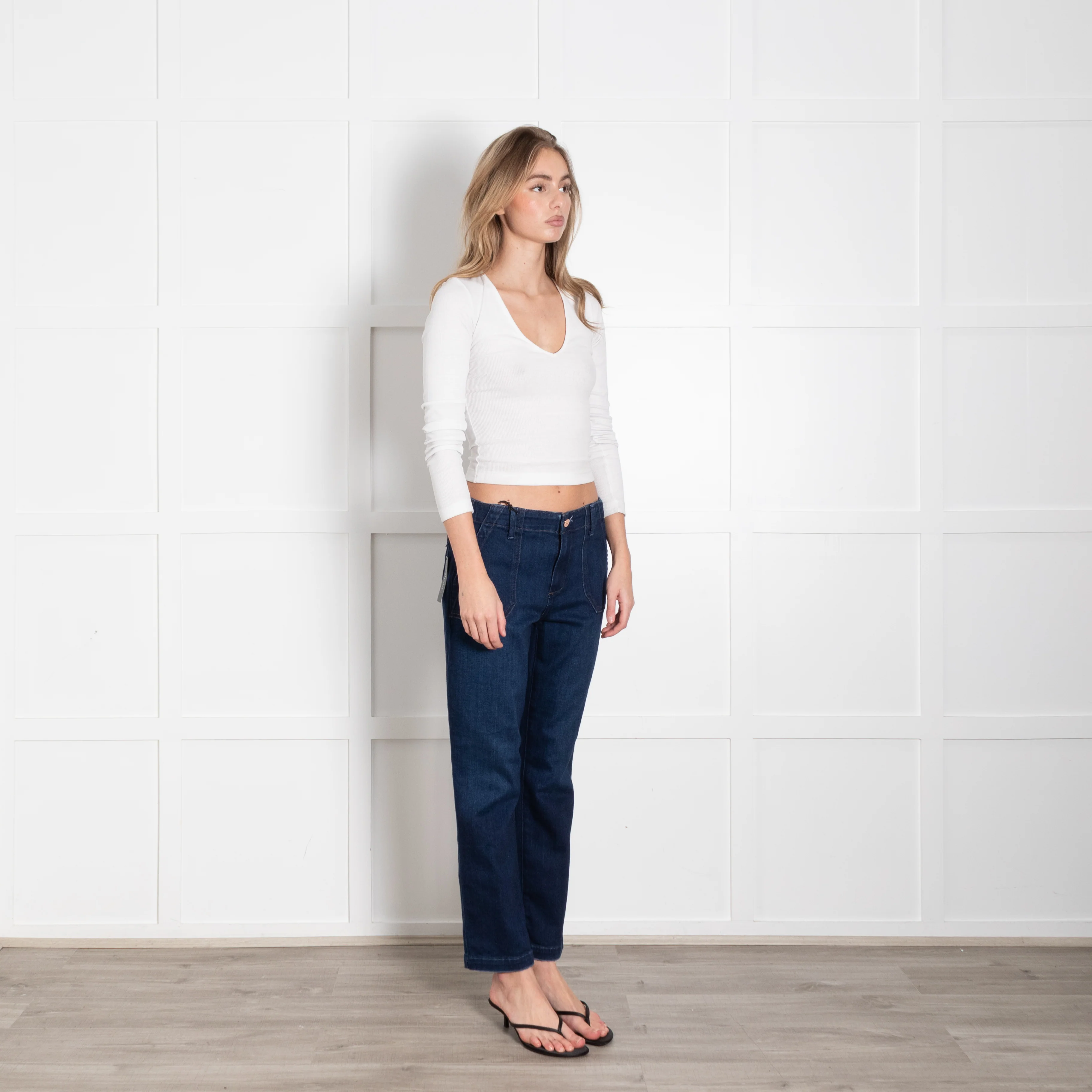 Paige Dark Blue Mayslie Front Pocket Jeans - Image 7