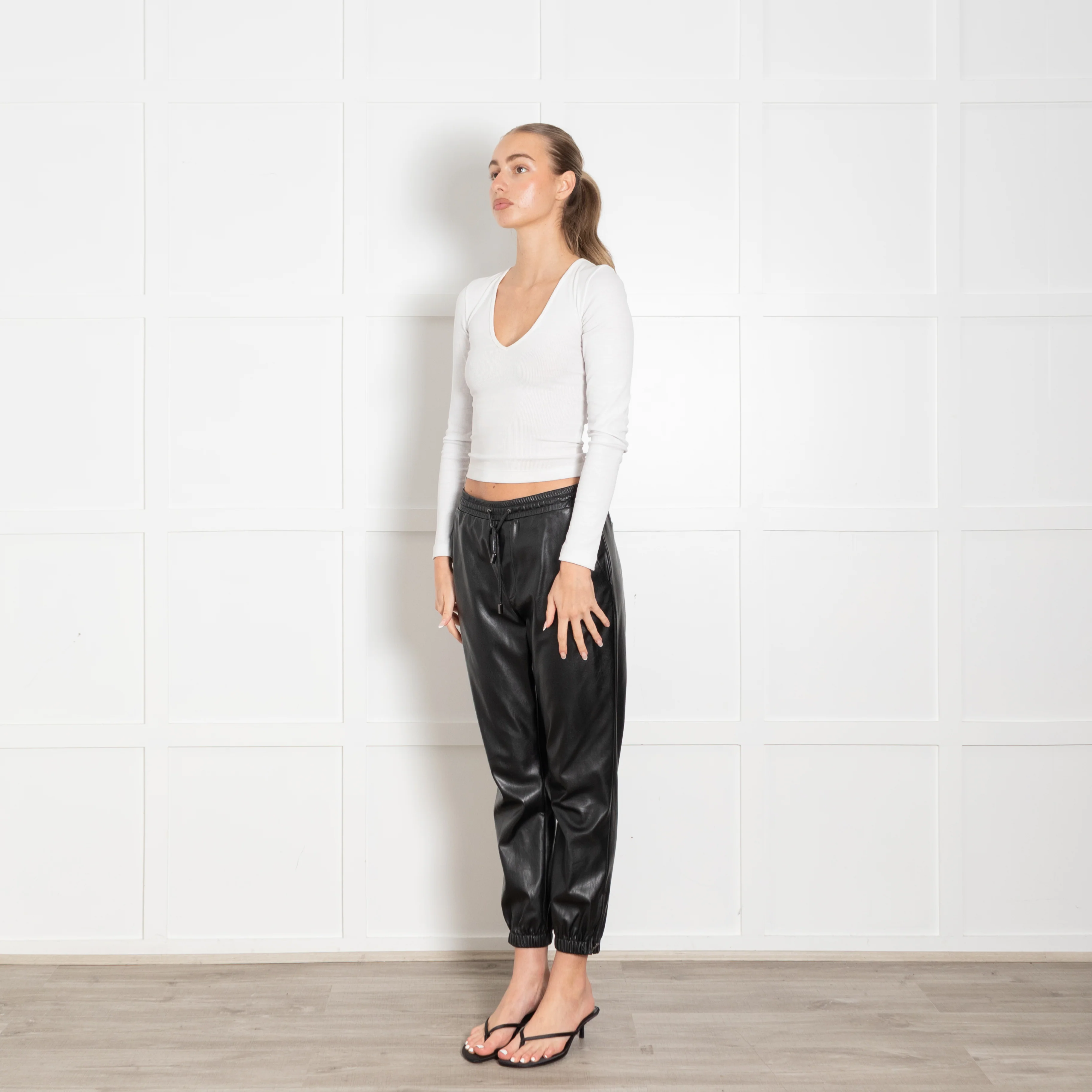 Paige Faux Leather Joggers - Image 3