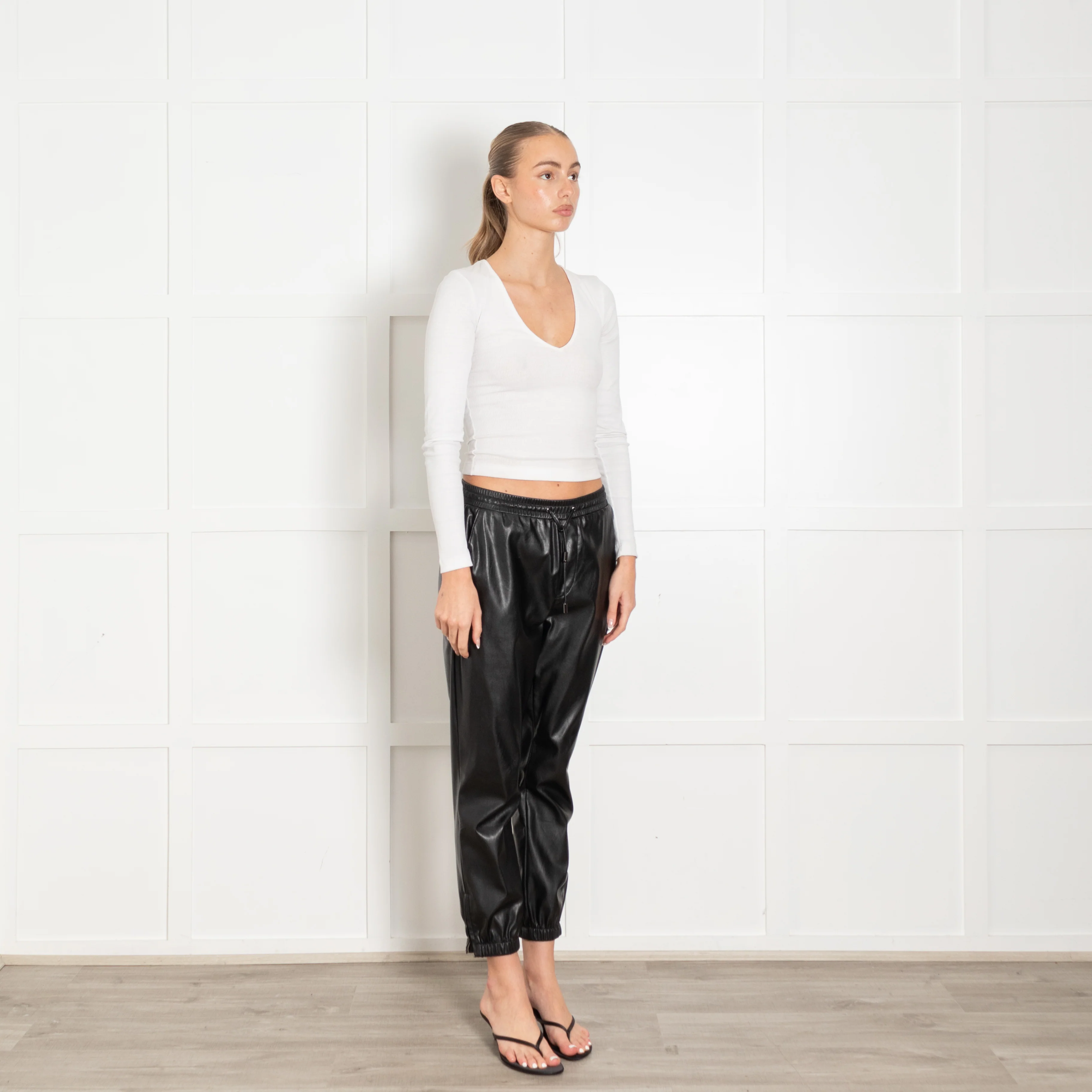Paige Faux Leather Joggers - Image 7