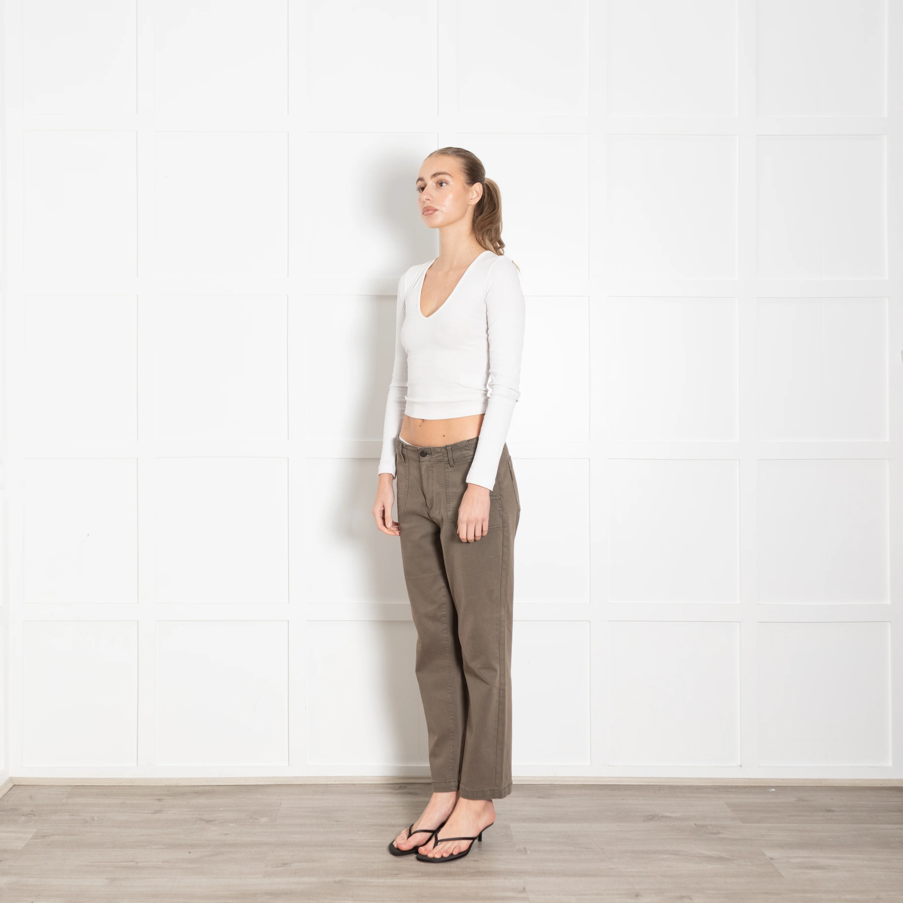 Paige Khaki Brushed Cotton Jeans - Image 3