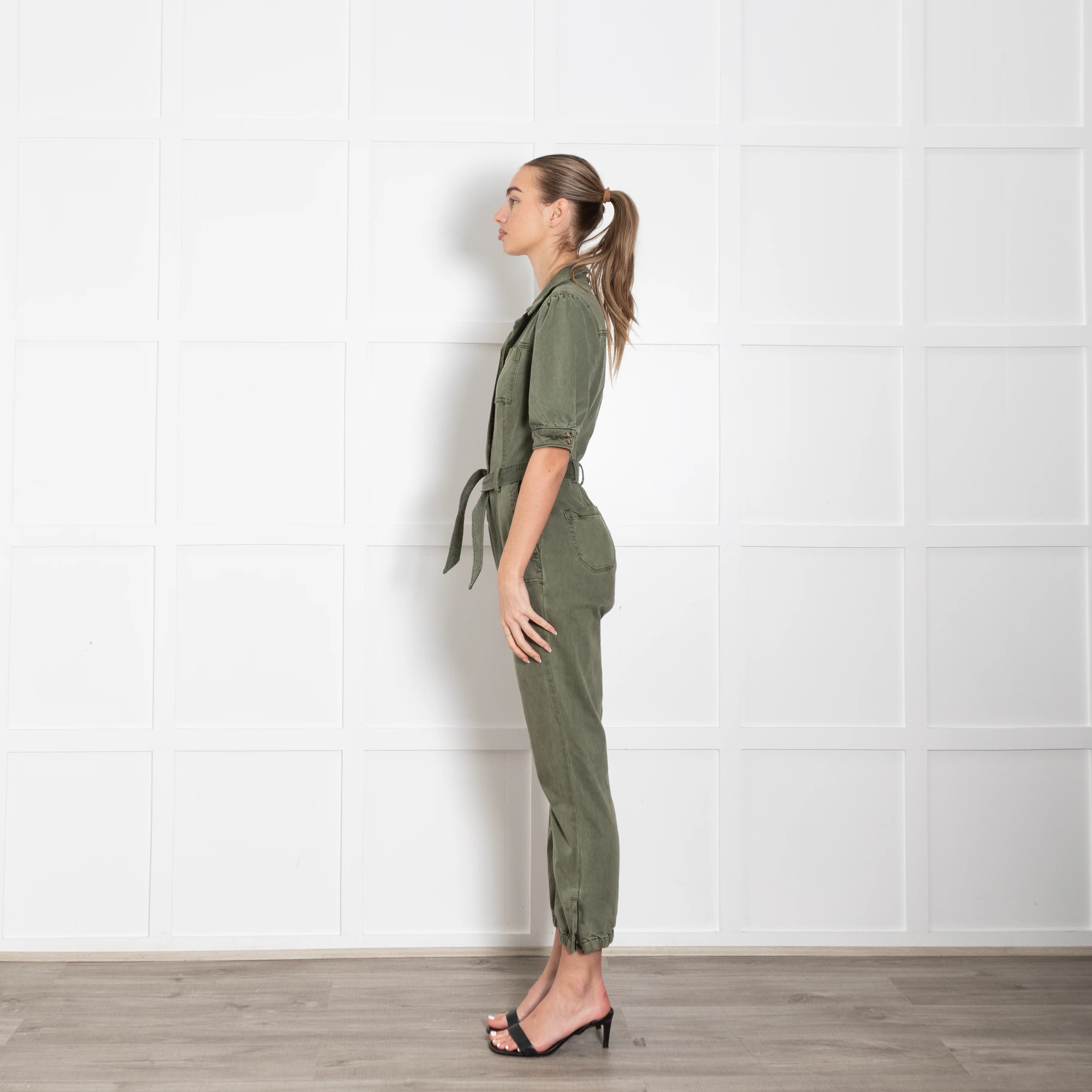Paige Khaki Short Sleeve Jumpsuit - Image 4