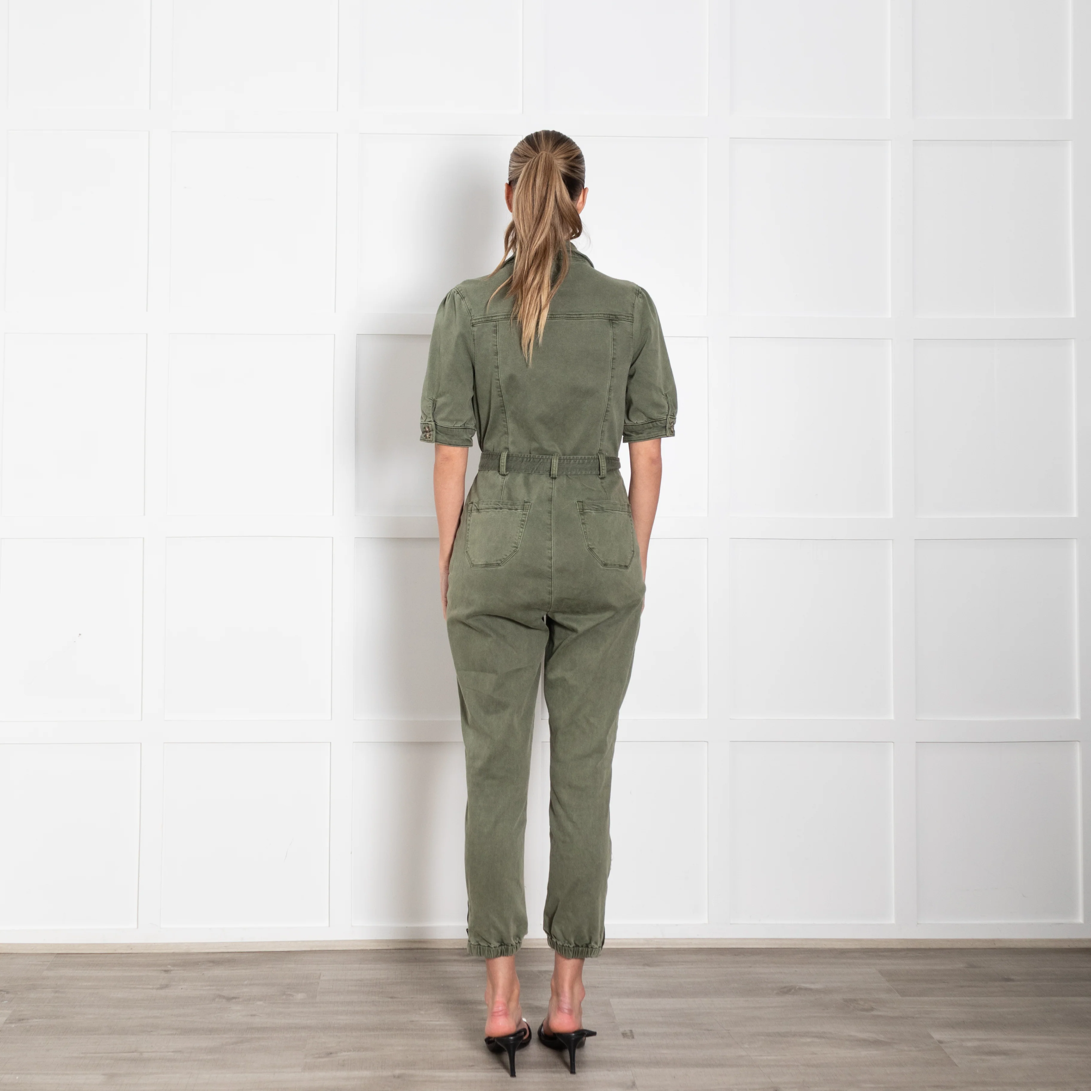 Paige Khaki Short Sleeve Jumpsuit - Image 5