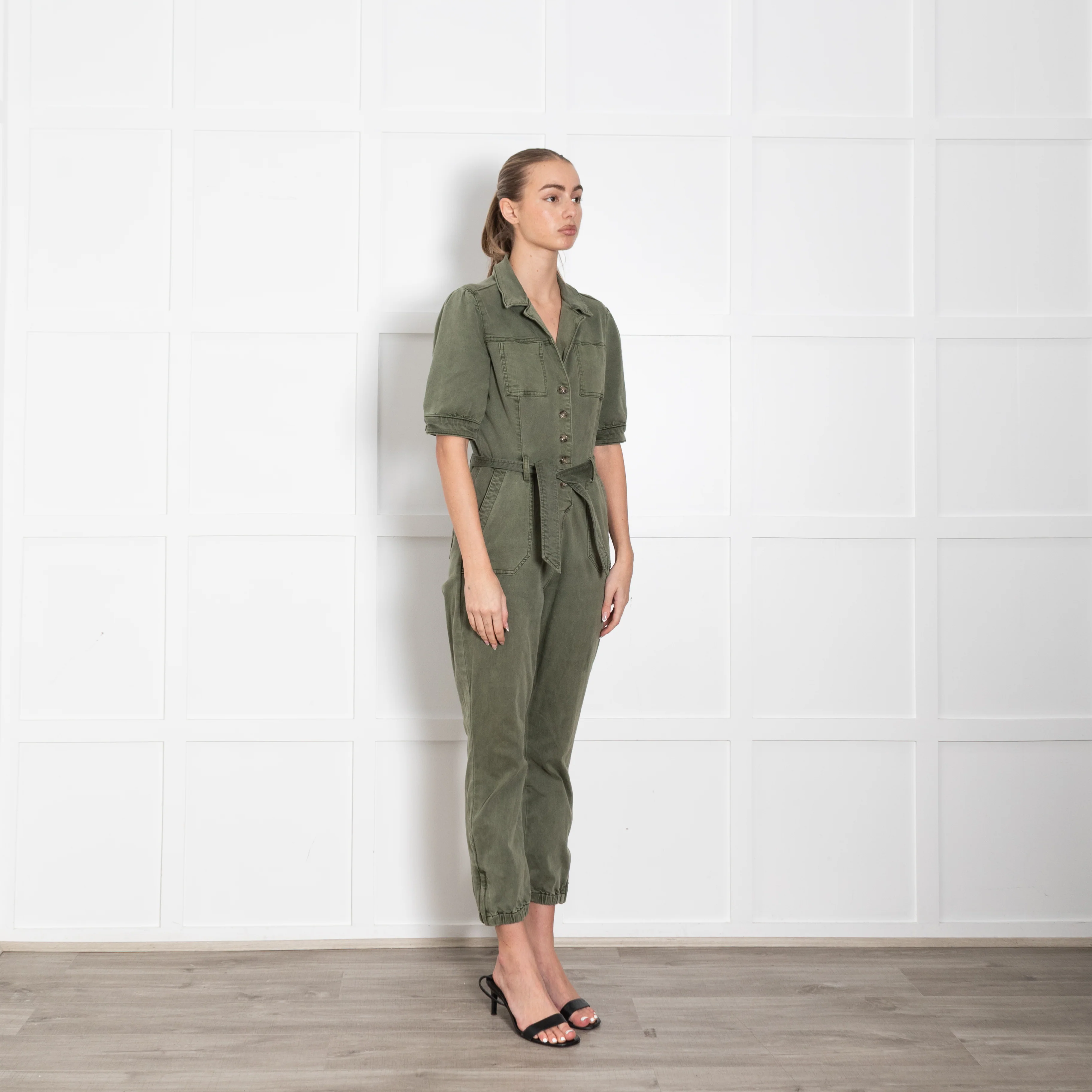 Paige Khaki Short Sleeve Jumpsuit - Image 7