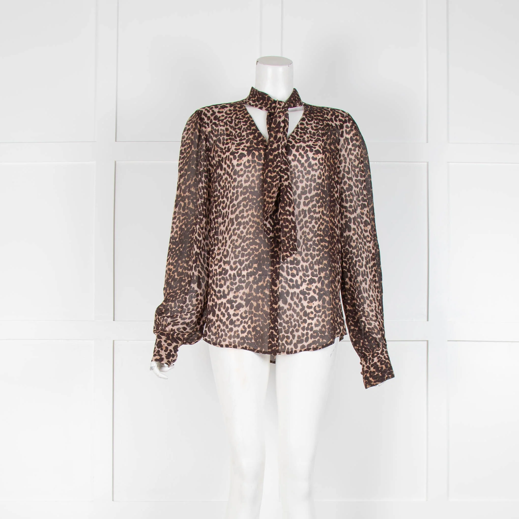 Paige Leopard Print Shirt Tie Neck
