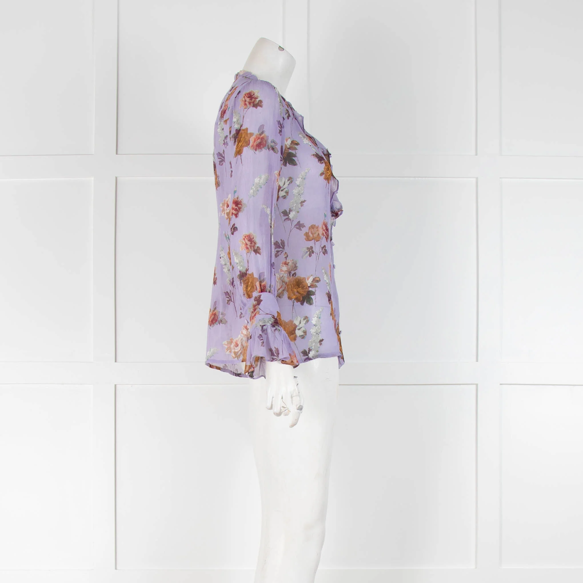 Paige Lilac Brown Floral Sheer Blouse - Image 2