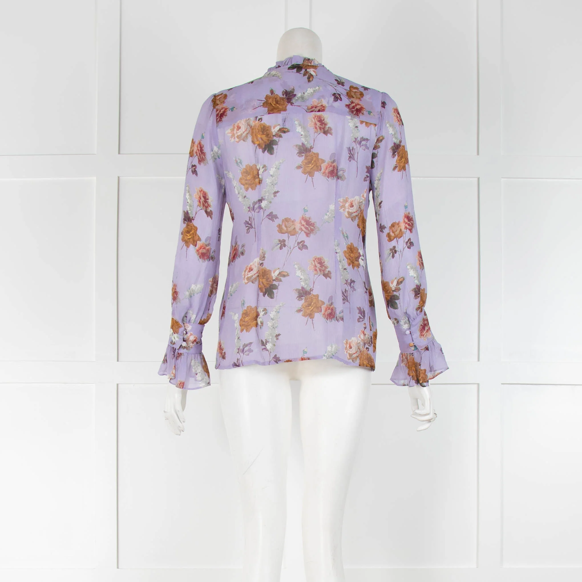Paige Lilac Brown Floral Sheer Blouse - Image 3