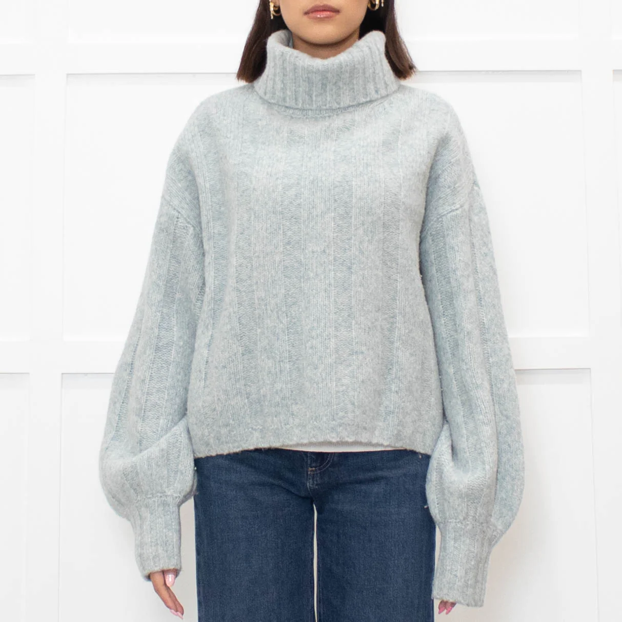 Paige Pale Blue Wool Blend Rollneck - Image 2