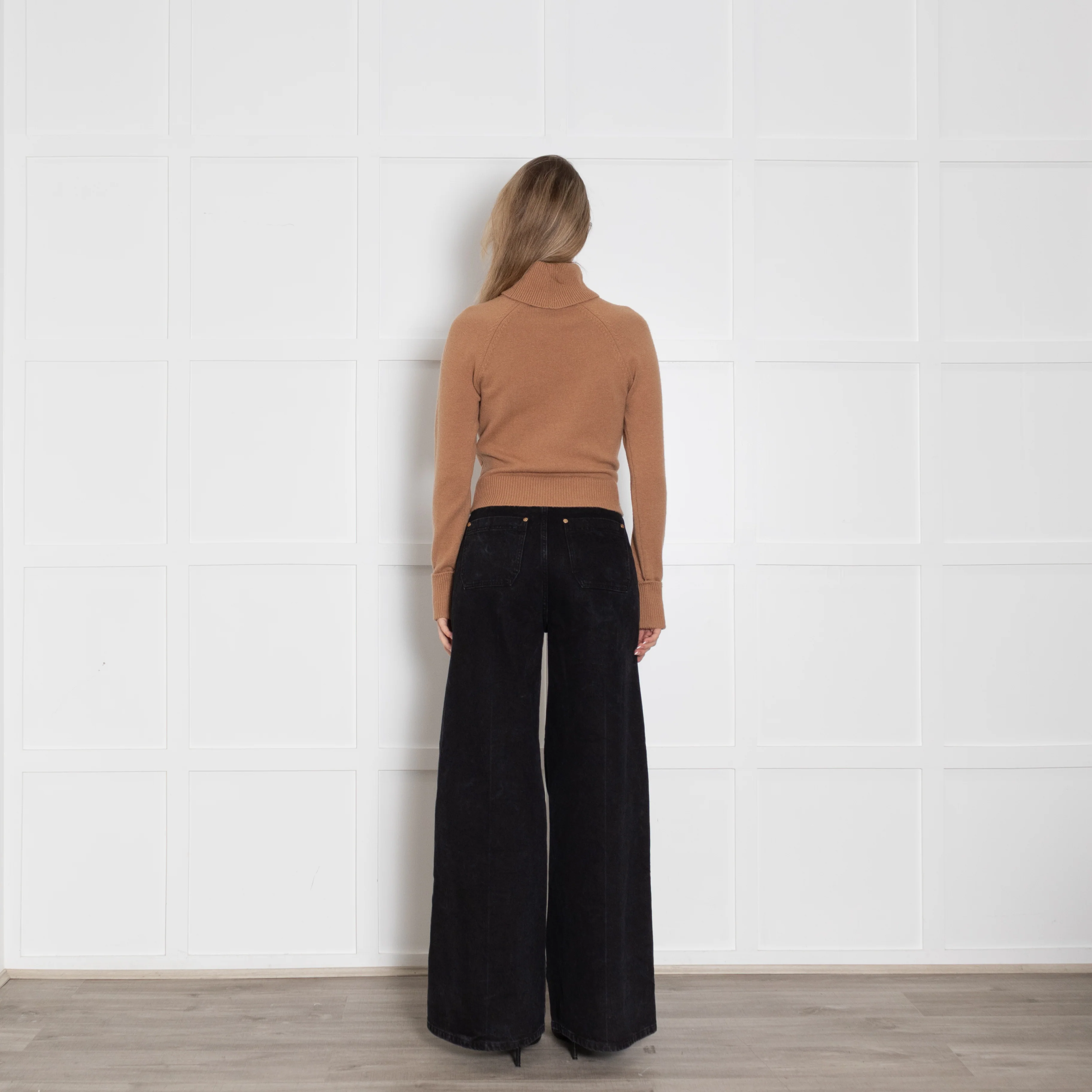 Paige Tan Cutout Rollneck Jumper - Image 5