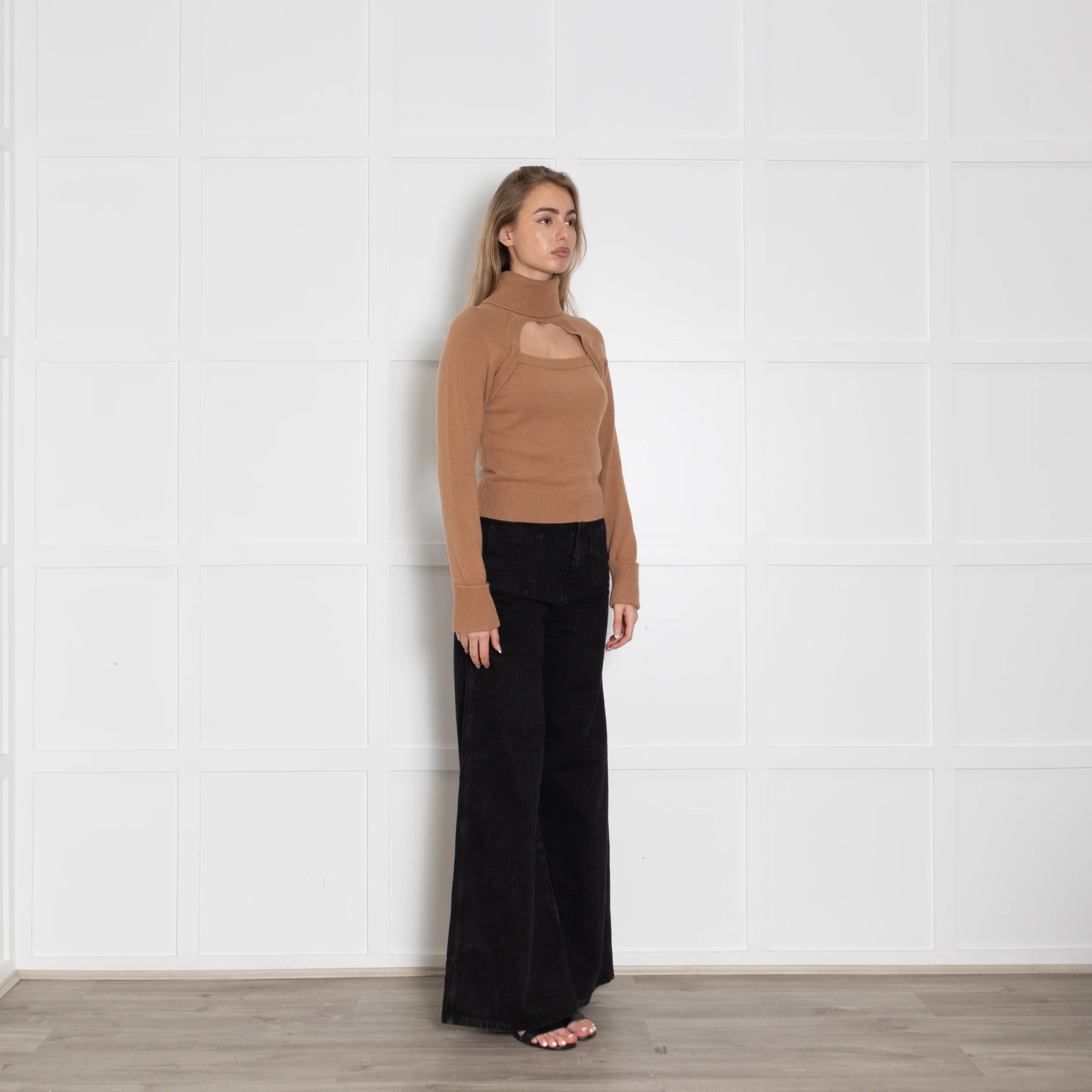 Paige Tan Cutout Rollneck Jumper - Image 7