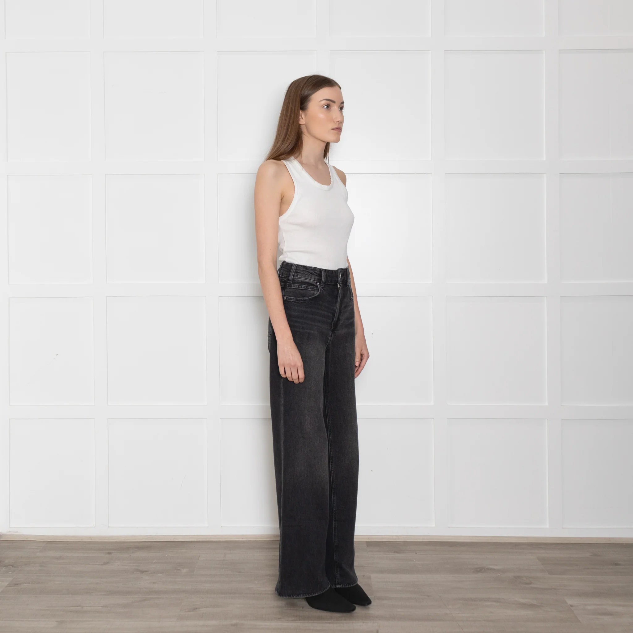 Paige Washed Black Wide Leg Jeans - Image 7