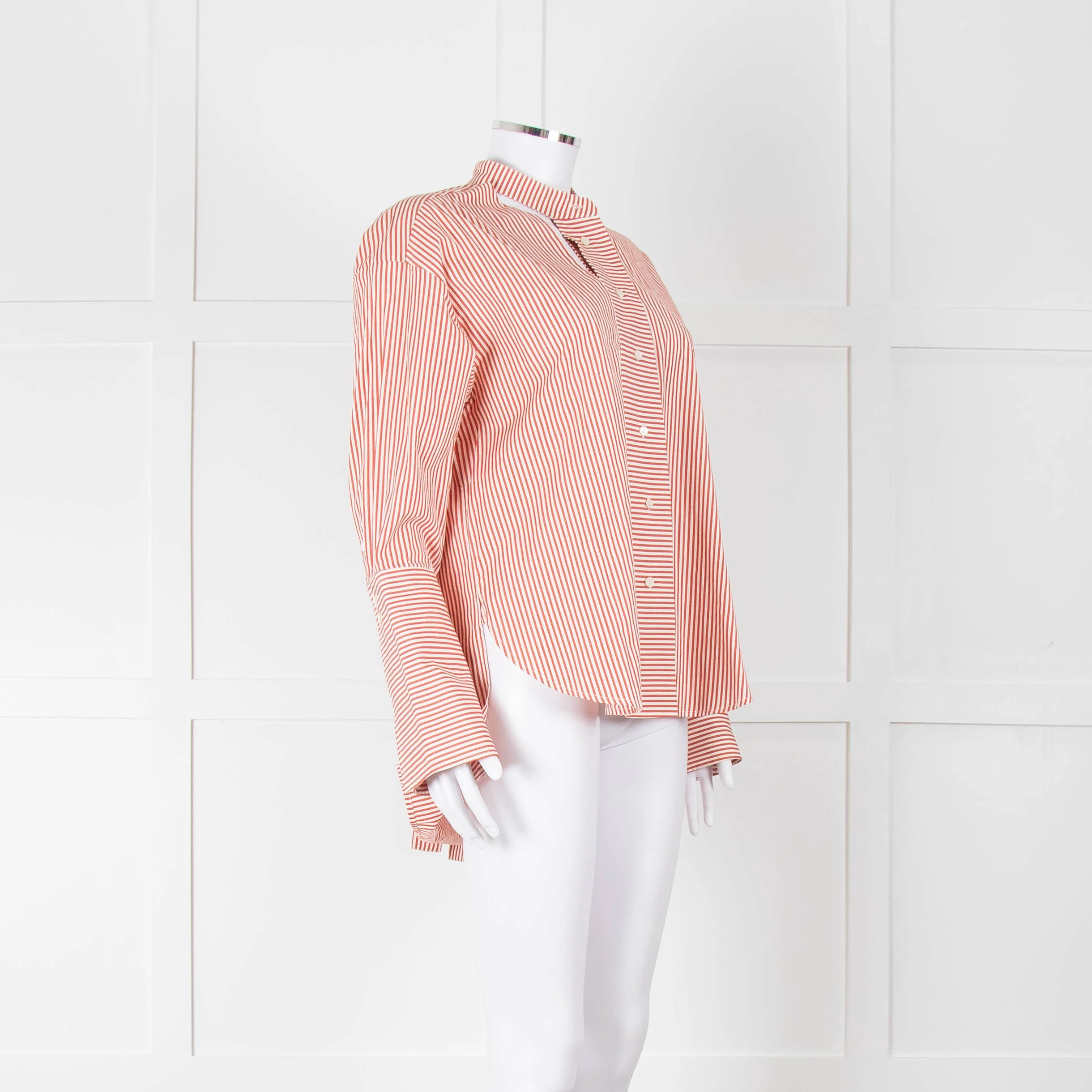 Palmer Harding White Red Stripes Tie Knot Cotton Button Up Shirt - Image 2