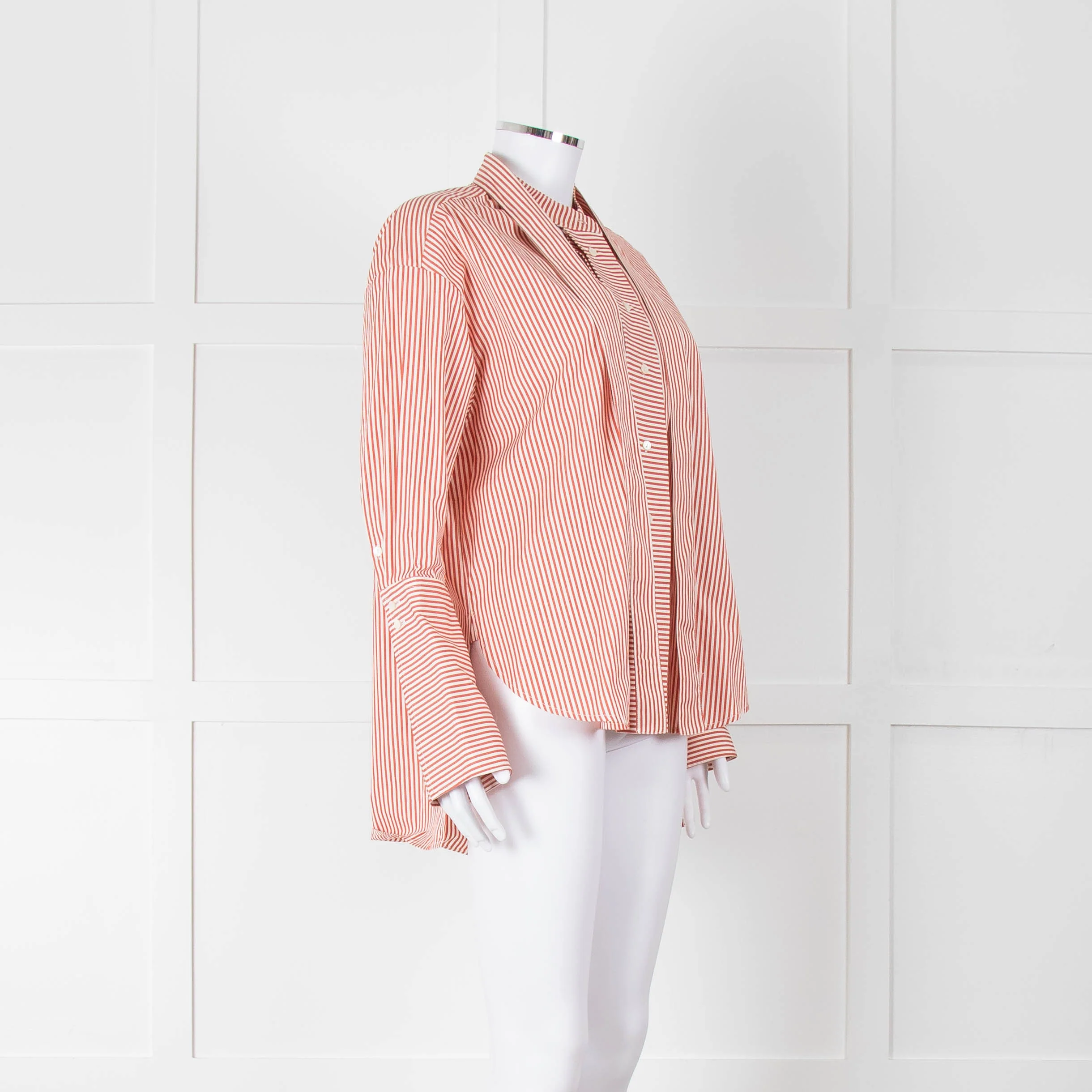 Palmer Harding White Red Stripes Tie Knot Cotton Button Up Shirt - Image 4
