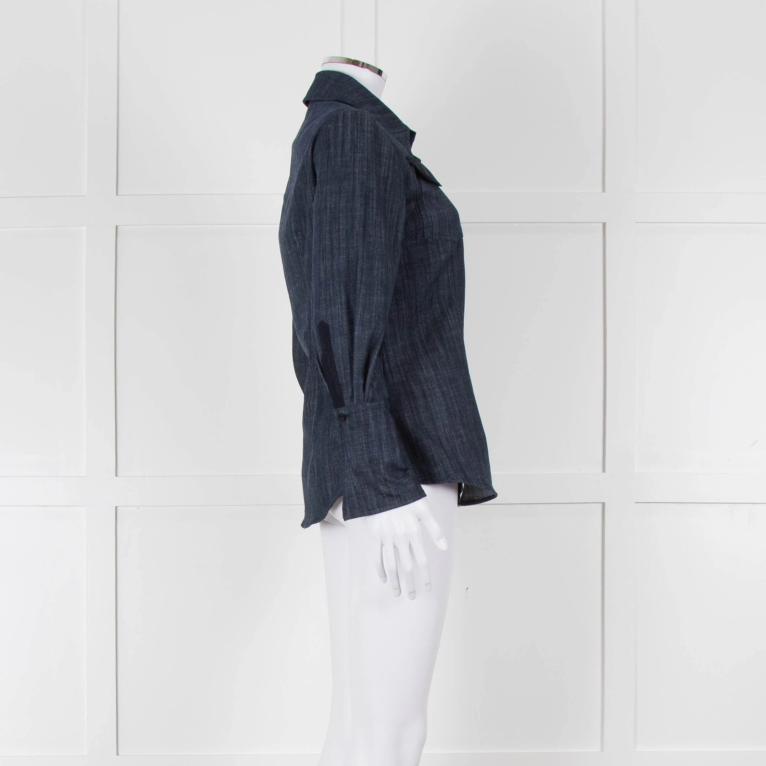 Pamela Milano Blue Denim Front Pocket Detail Shirt - Image 3