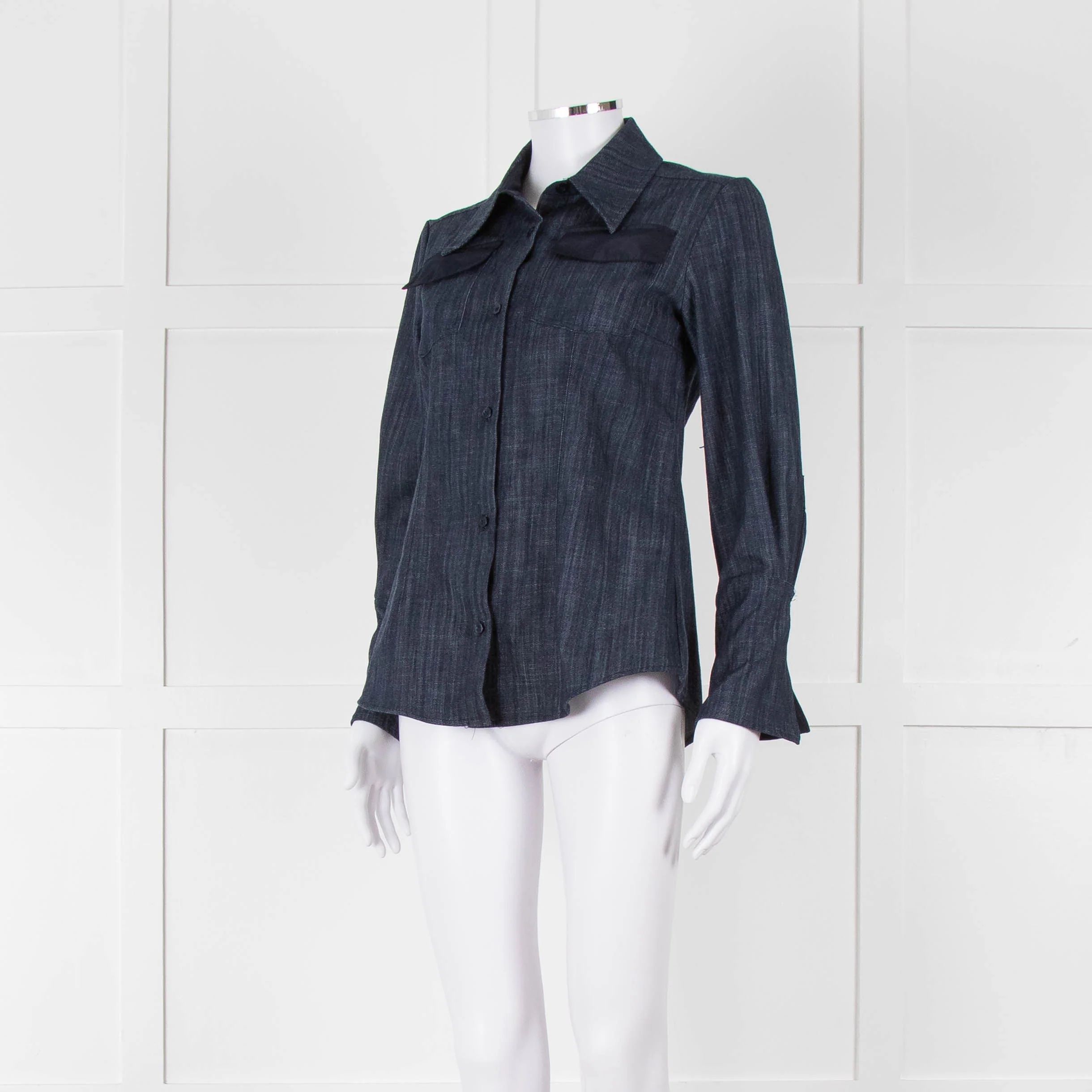 Pamela Milano Blue Denim Front Pocket Detail Shirt - Image 8