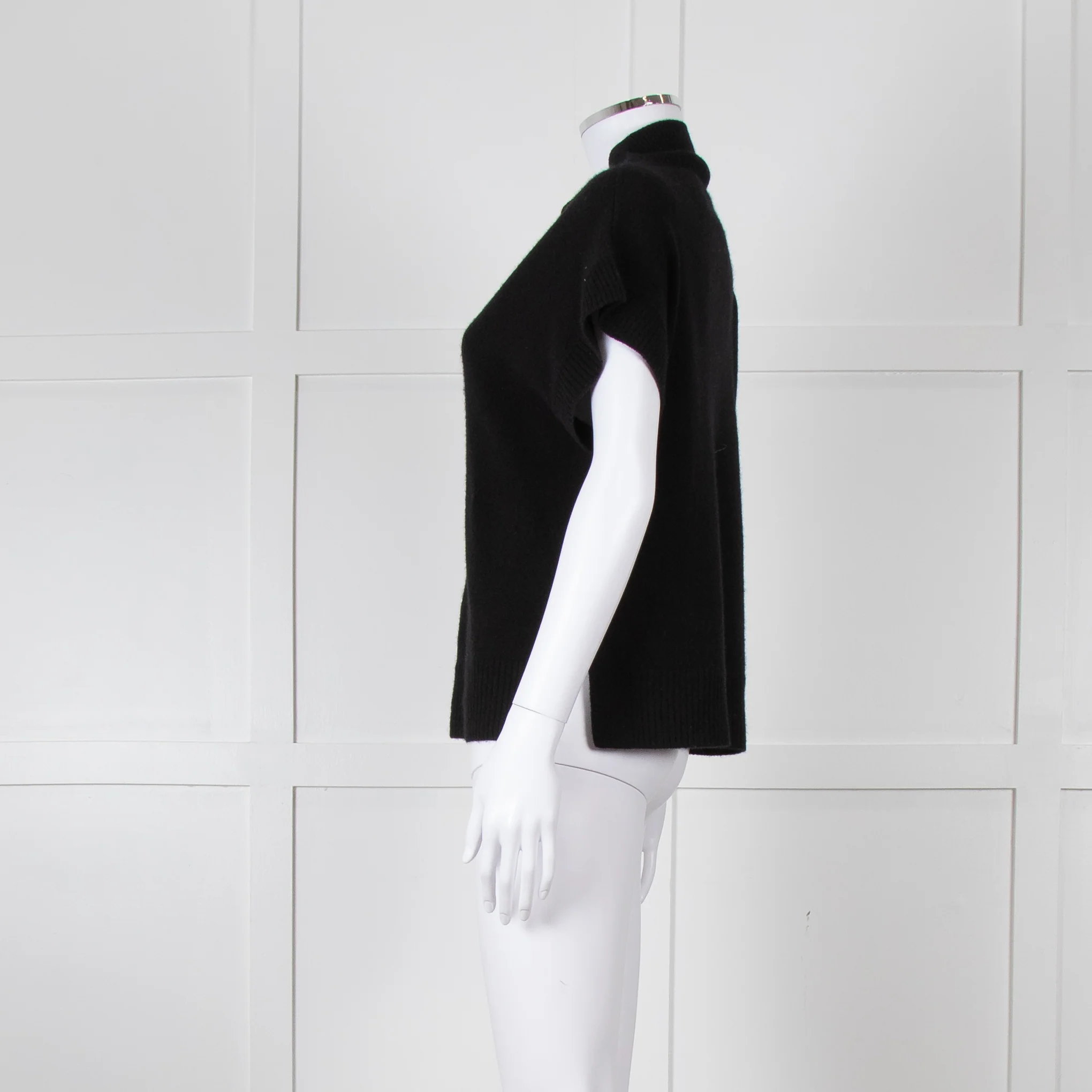 Part Two Black Cashmere V Neck Short Sleeve Jumper - Image 3