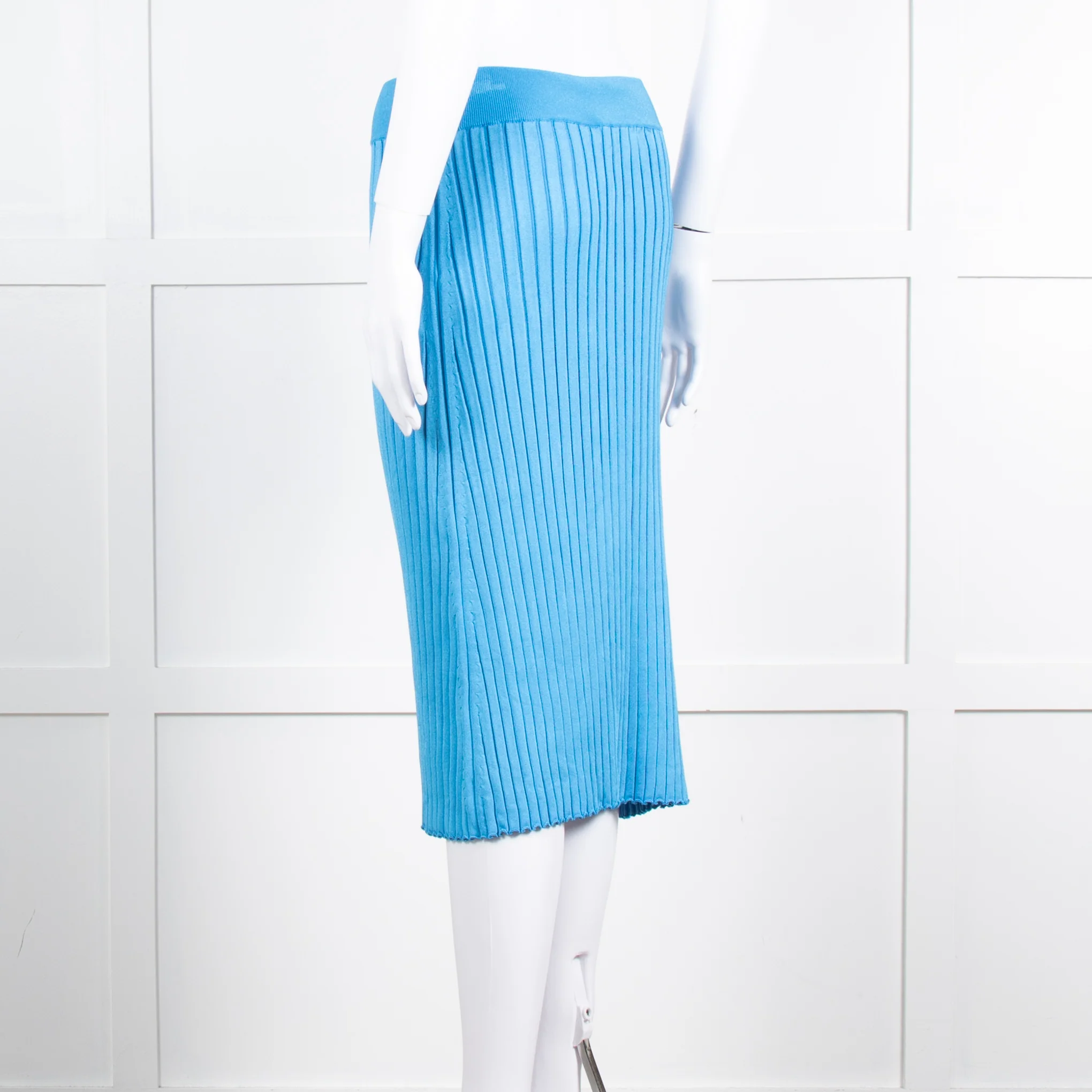 Partow Blue Stretch Rib Knit Skirt - Image 6