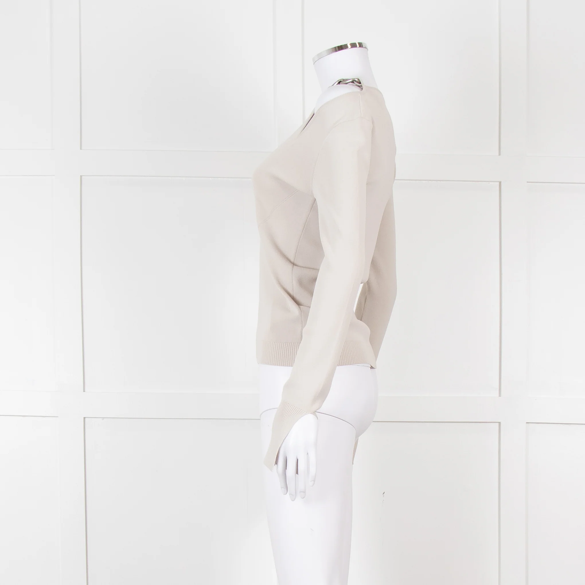 Patrizia Pepe Grey Jumper With Shoulder Chain Detail - Image 3