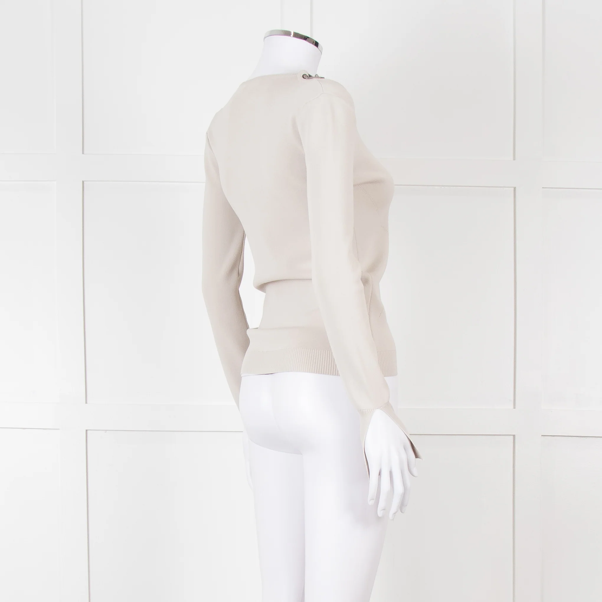 Patrizia Pepe Grey Jumper With Shoulder Chain Detail - Image 5