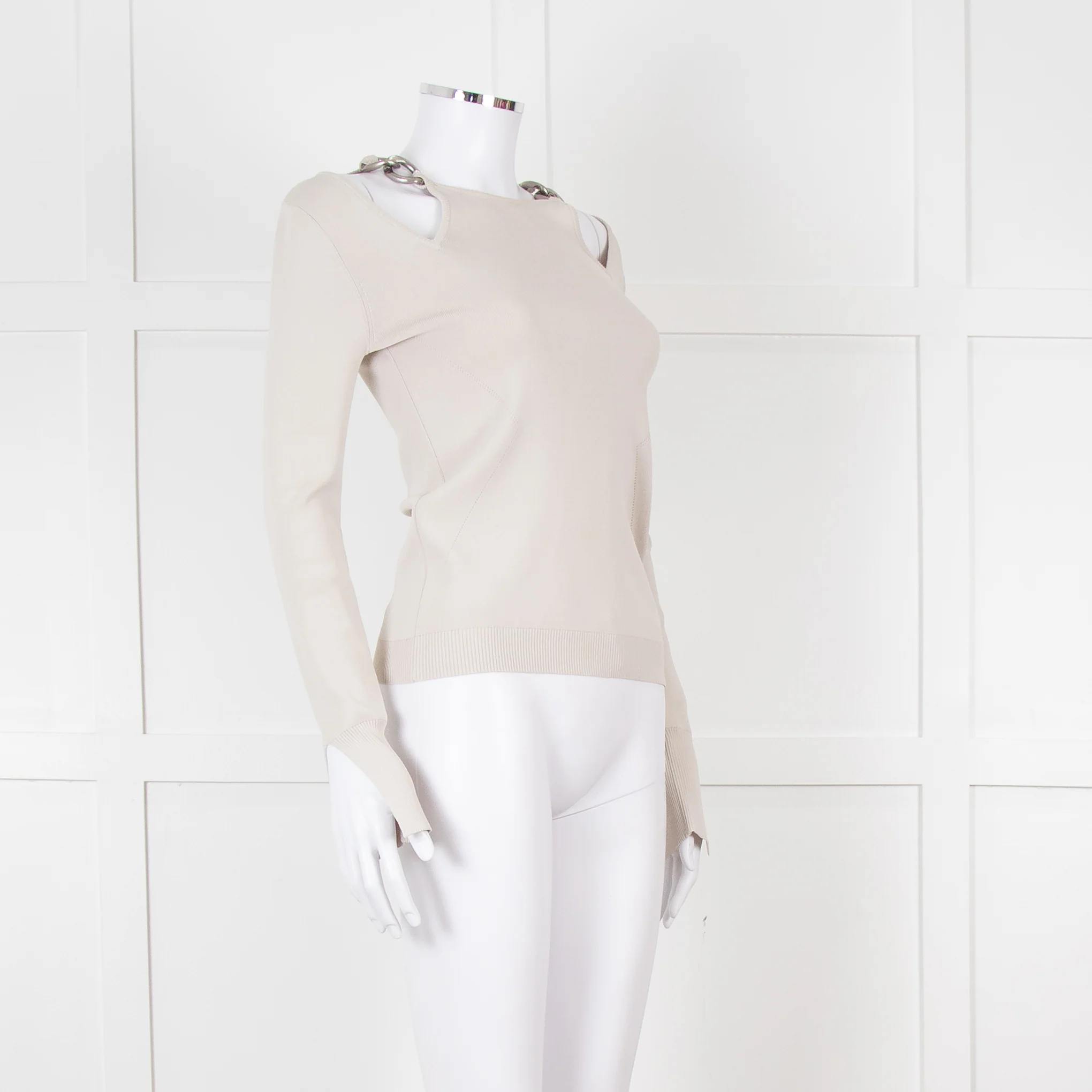 Patrizia Pepe Grey Jumper With Shoulder Chain Detail - Image 7