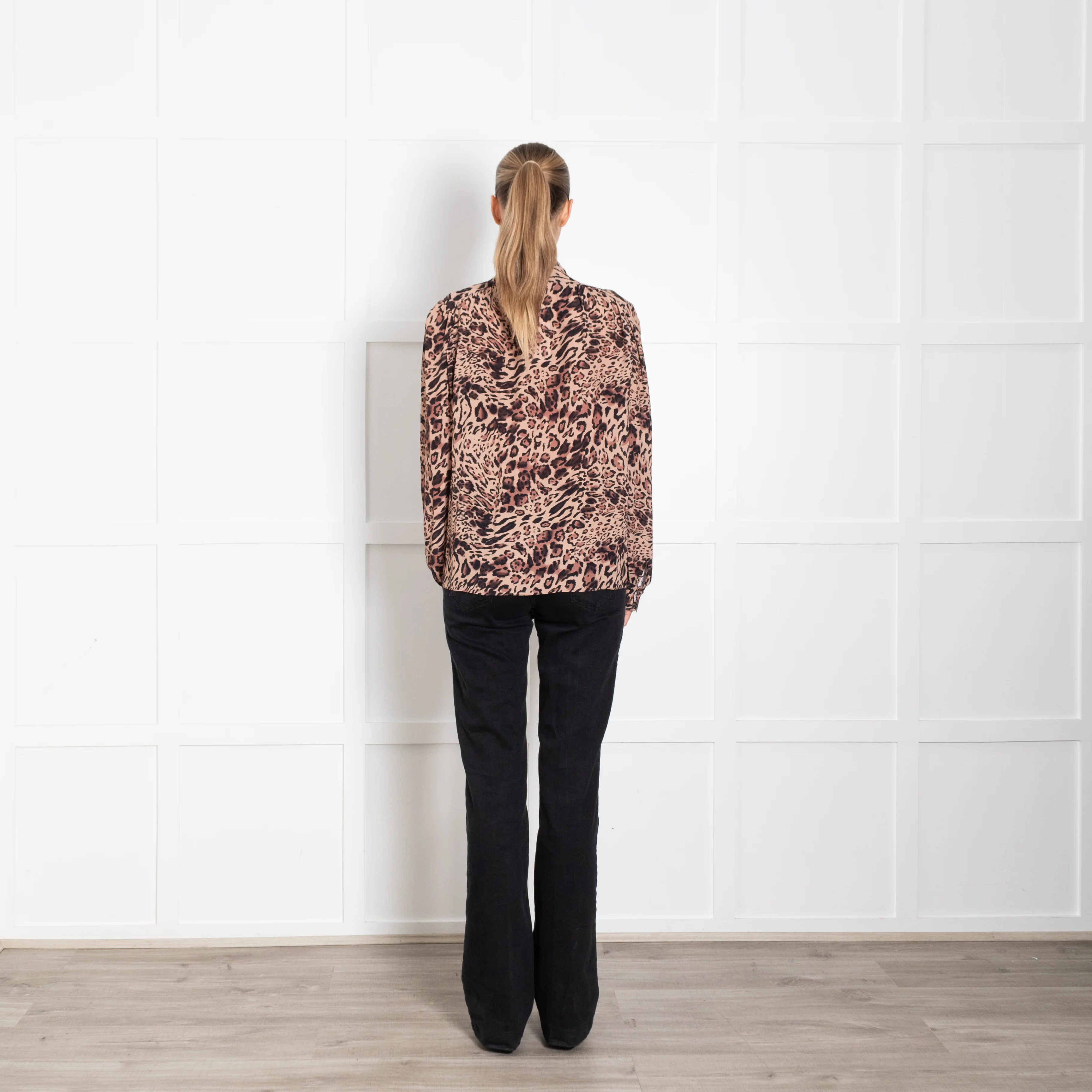 Patrizia Pepe Leopard Print Tie Neck Top - Image 5