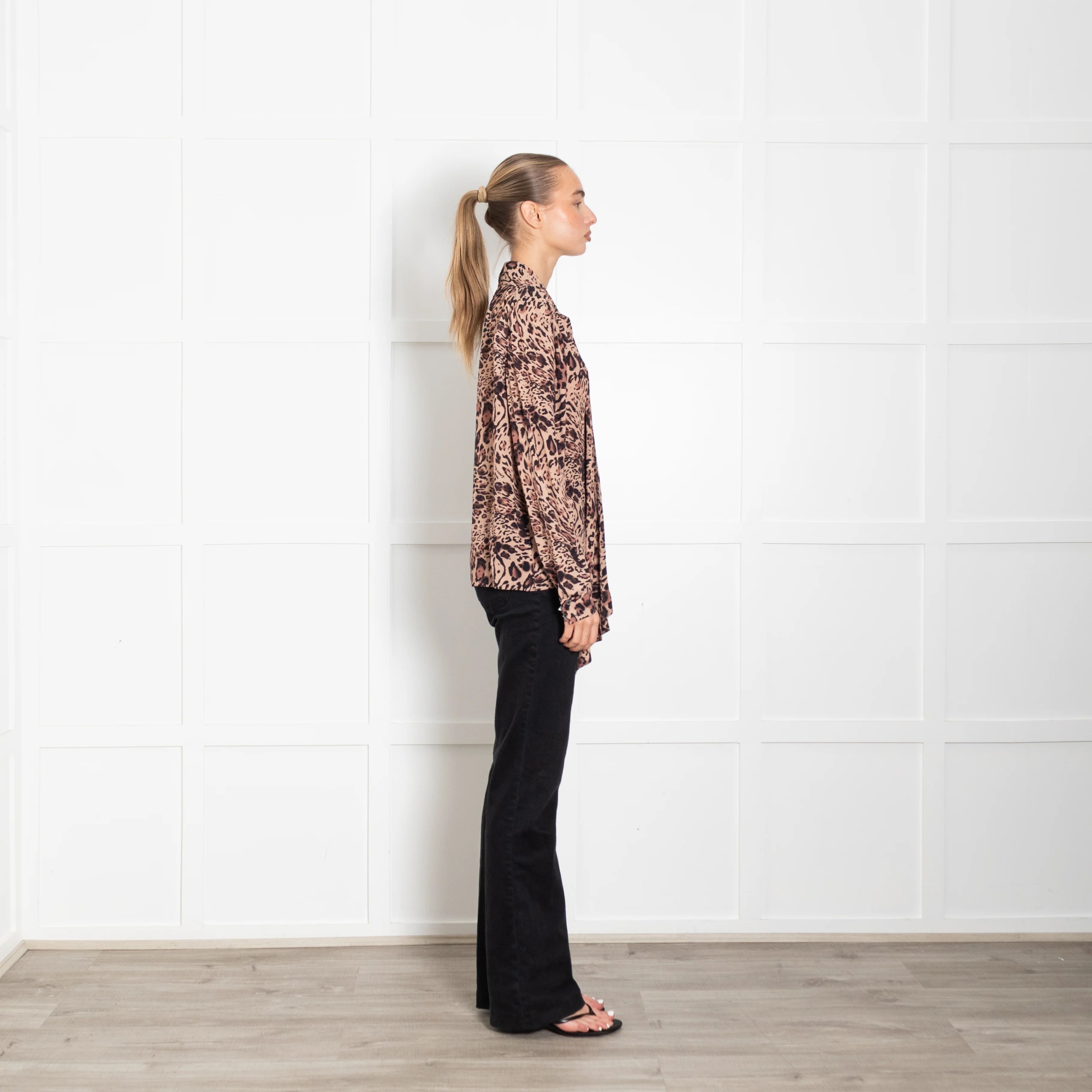 Patrizia Pepe Leopard Print Tie Neck Top - Image 6