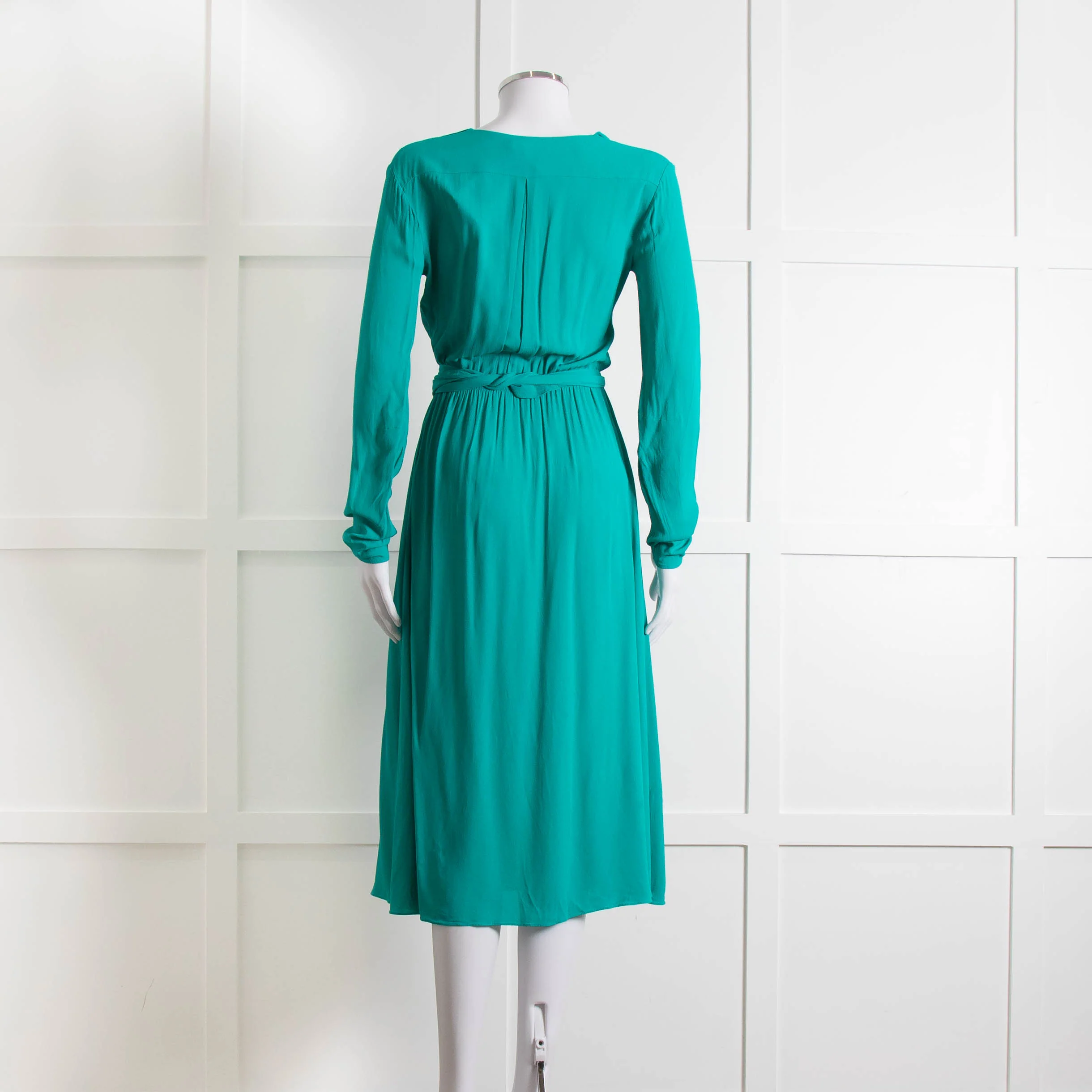 Patrizia Pepe Turquoise Frill Trim Belted Dress - Image 5