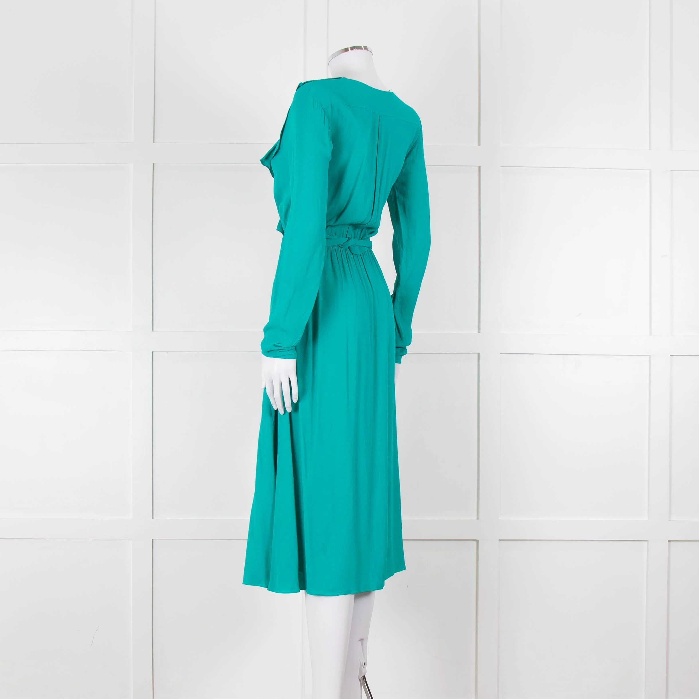 Patrizia Pepe Turquoise Frill Trim Belted Dress - Image 6