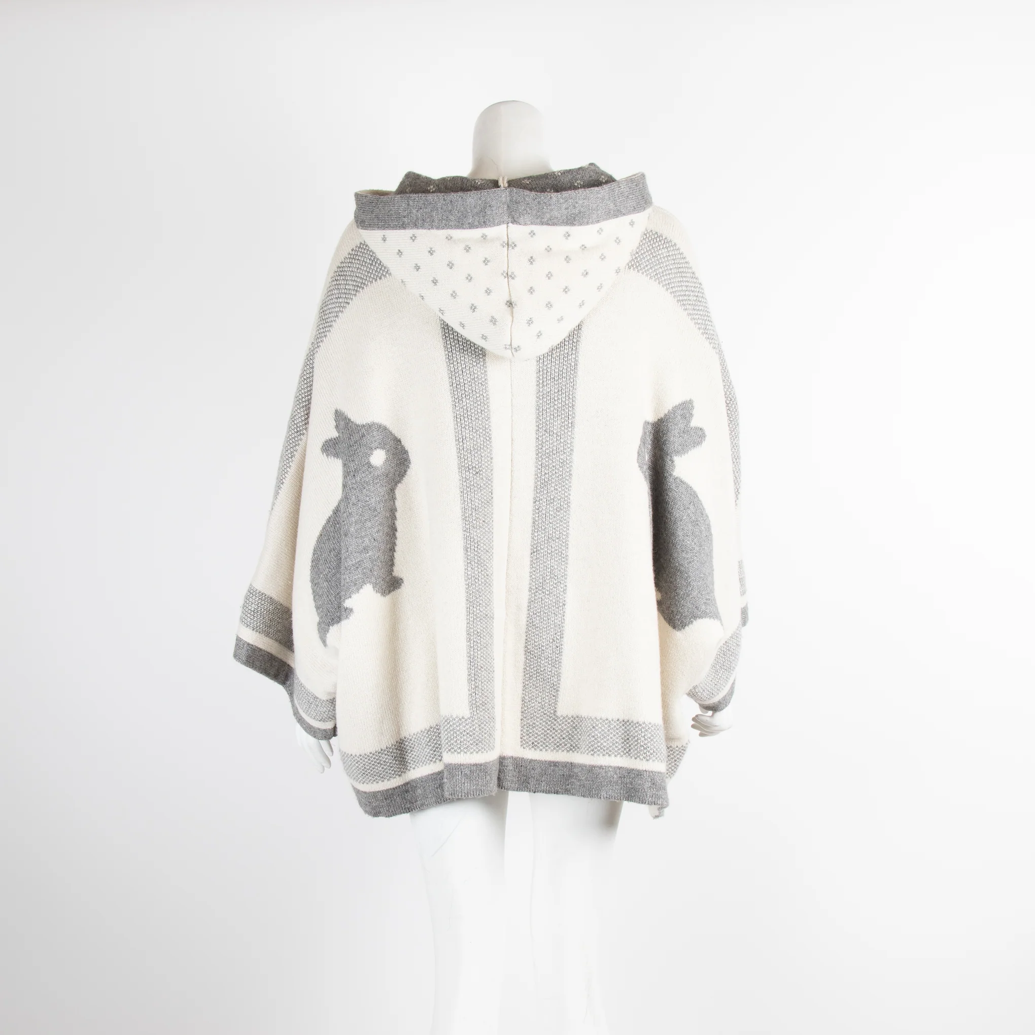 Paul & Joe Sister Grey Wool Bunny Motif Poncho - Image 3