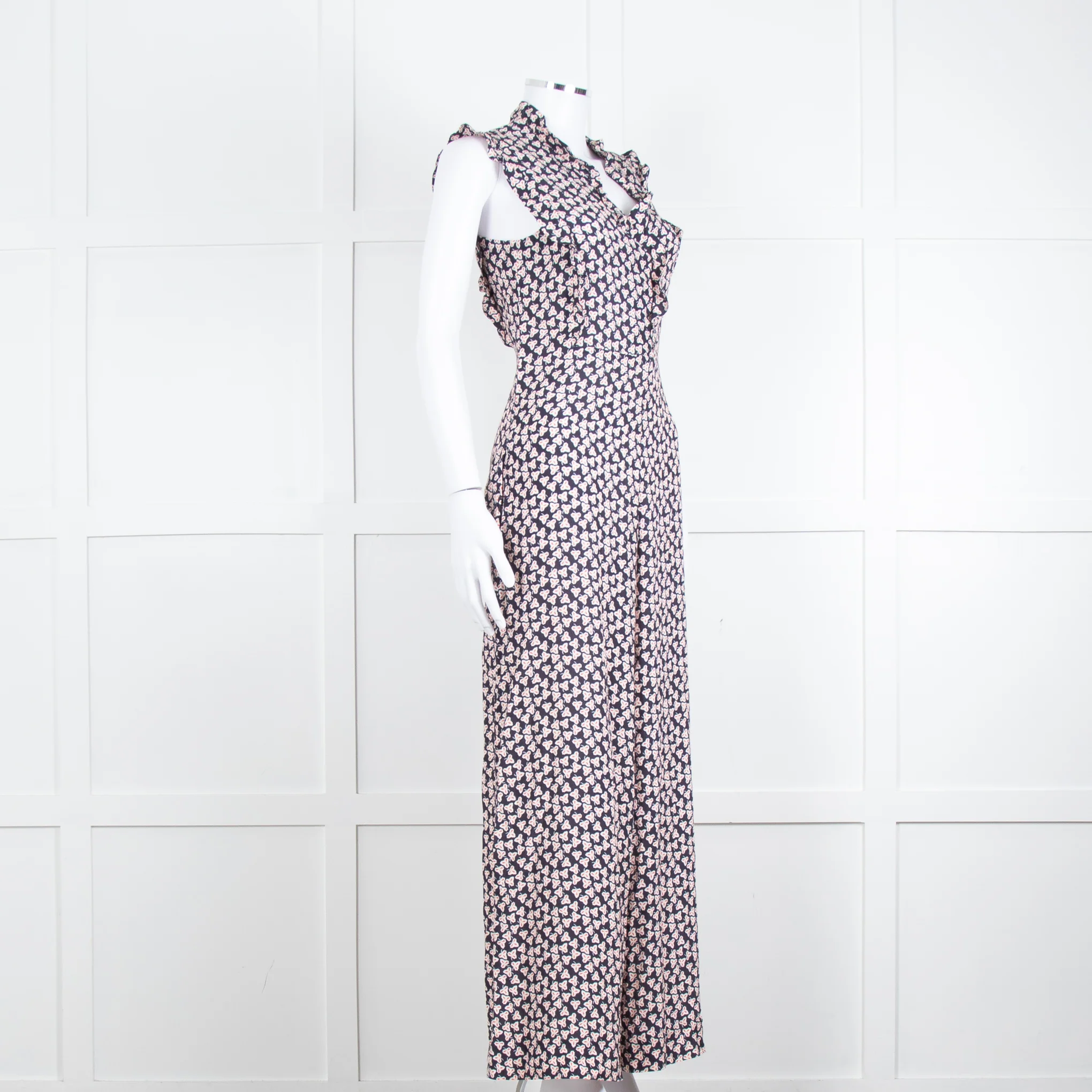 Paul & Joe Sister Navy White Orange Floral Print Sleeveless Jumpsuit - Image 2